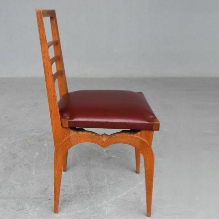 Oak Chairs With Leather Top, 1930s By Auguste Vallin (Series Of 6) photo furniture