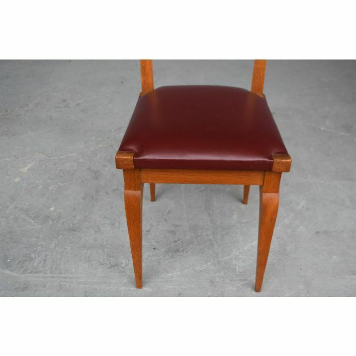 Oak Chairs With Leather Top, 1930s By Auguste Vallin (Series Of 6) photo 23899.0