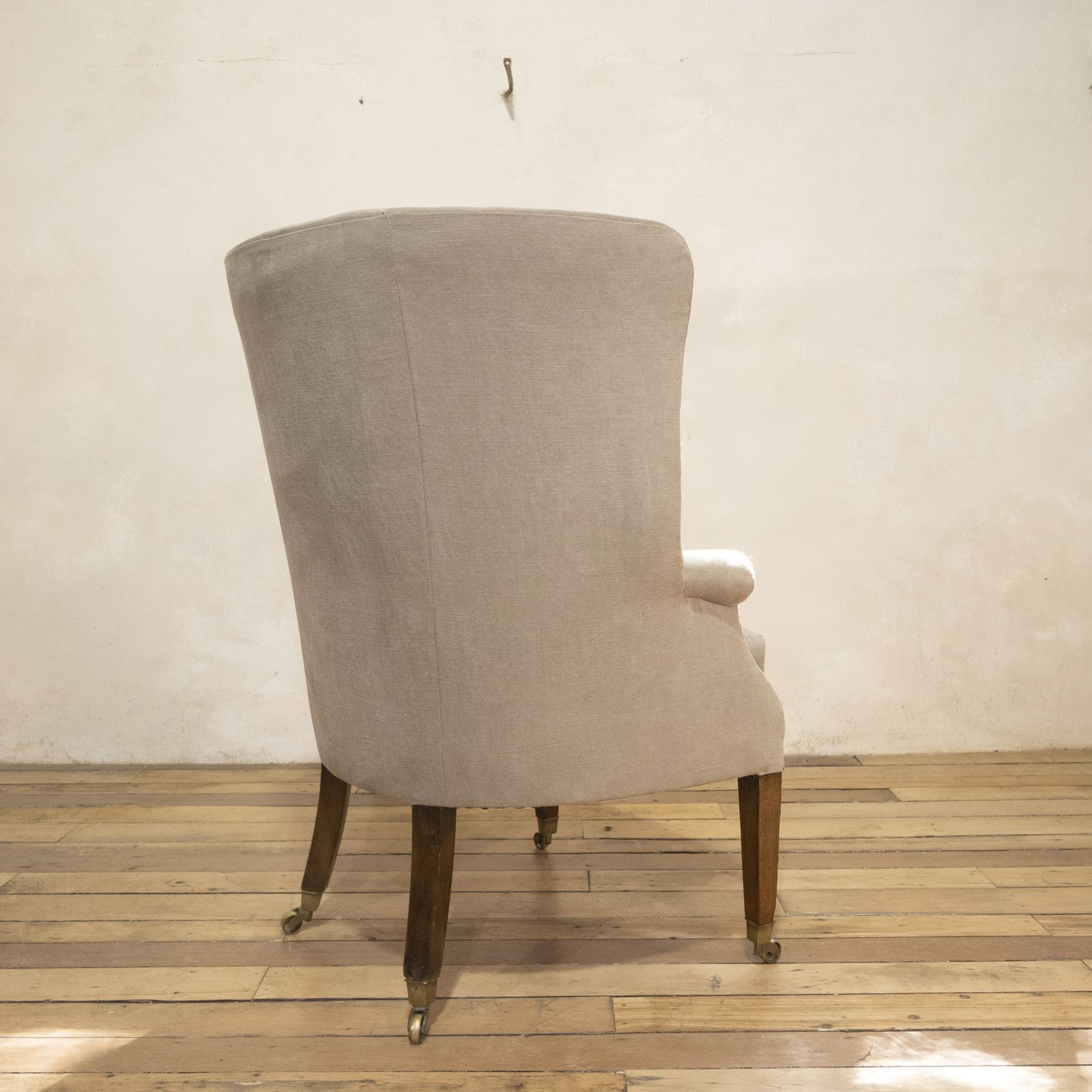 3900.0 A George III Barrel Back Armchair Upholstered Grey Linen photo