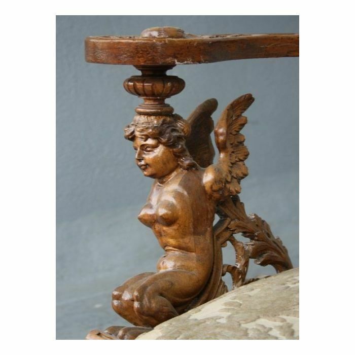photo buy Carved Wooden Bench With Putti, 19th Century