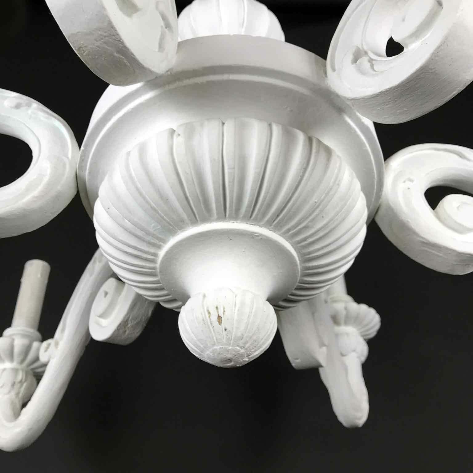 Antique Chandelier In White Lacquered Wood photo for sale