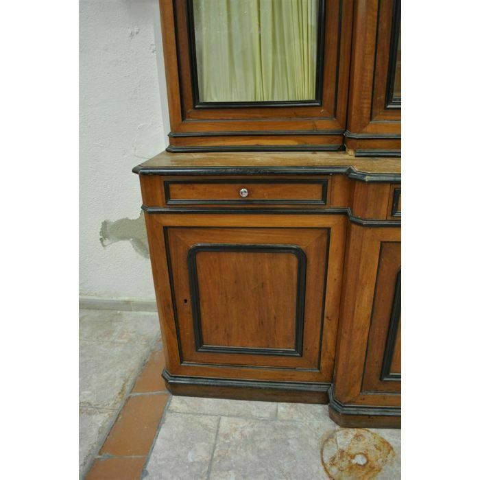 Napoleon III Bookcase In Walnut And Blackened Wood 19th Century photo vintage