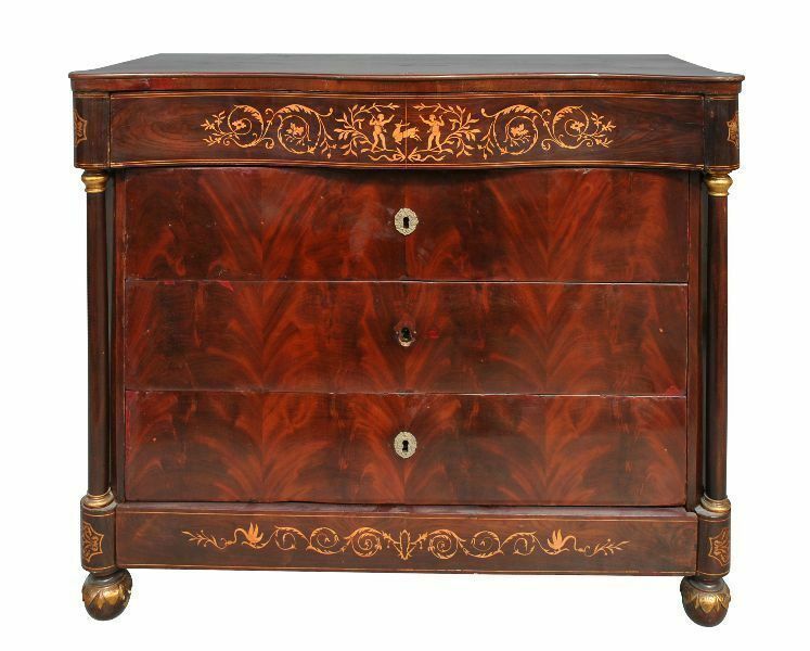 19th Century Flamed Mahogany Inlaid Chest Of Drawers