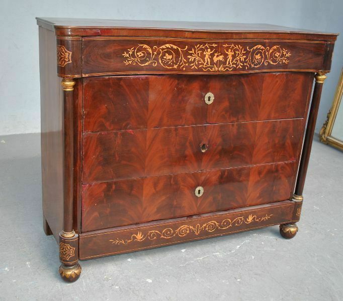 19th Century Flamed Mahogany Inlaid Chest Of Drawers photo for sale