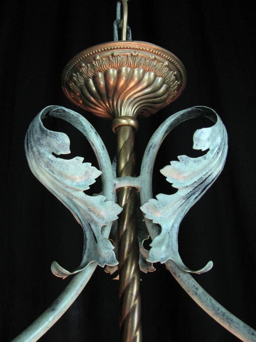 Vintage Lantern In Wrought Iron And Blown Glass photo vinterior