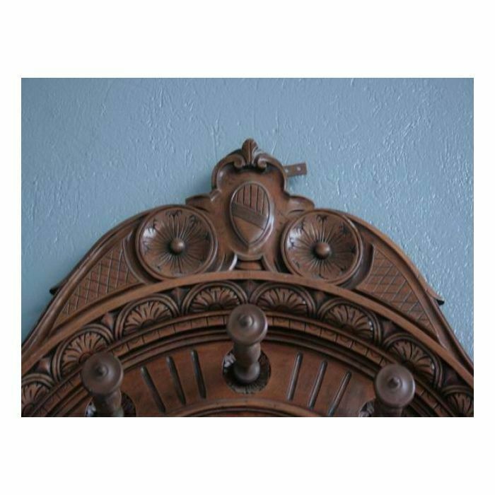 Renaissance Style Walnut Coat Rack 1900 photo vintage