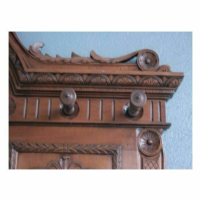 Furniture Renaissance Style Walnut Coat Rack 1900 photo
