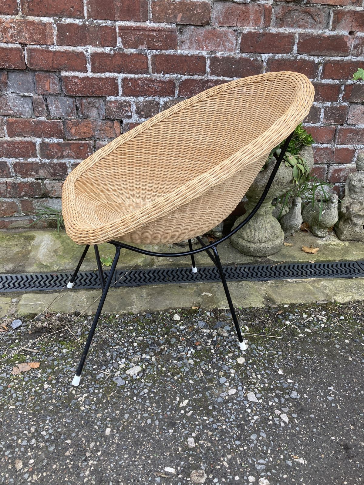 photo for sale 60s Italian Rattan Woven Tub Cocktail Chair