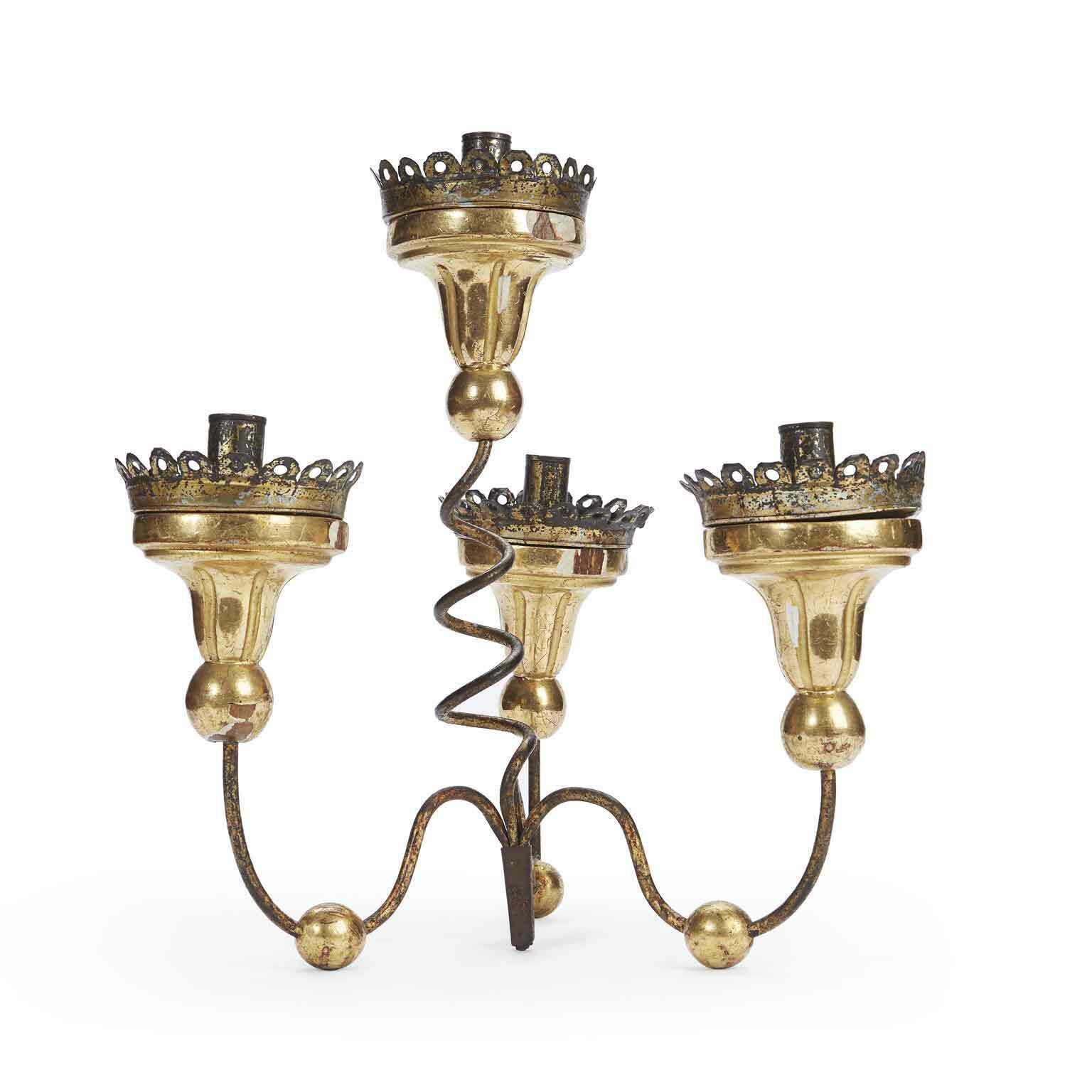 Pair Of Four Armed Table Candelabra 1700 photo vintage
