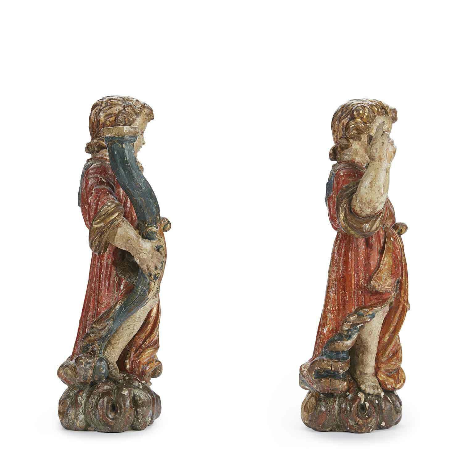 Pair Of Sculpted Lacquered And Gilded Candle Holder Angels 1600 photo furniture