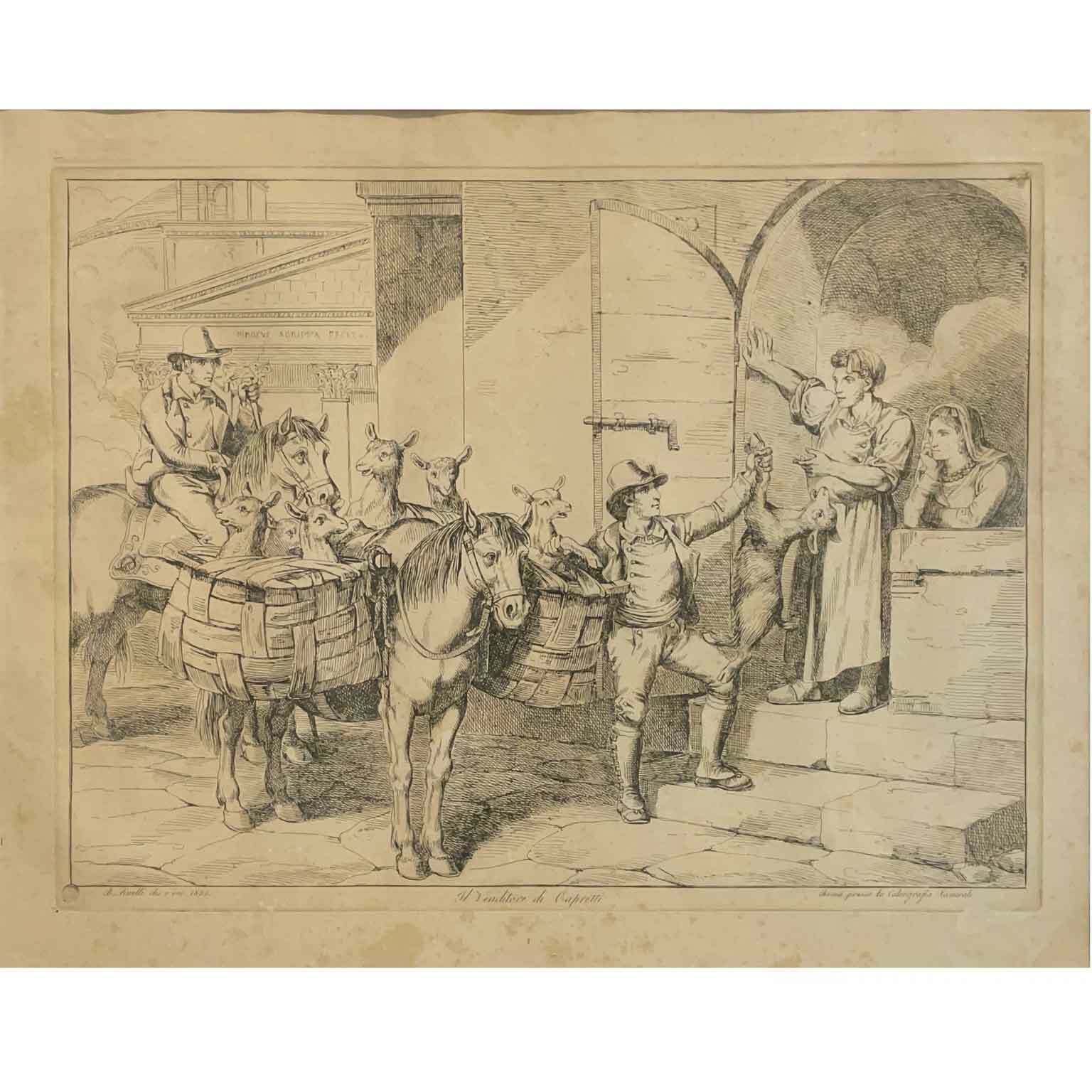 Pinelli Bartolomeo Sei Stampe 1831 Etchings With Popular Costumes photo buy