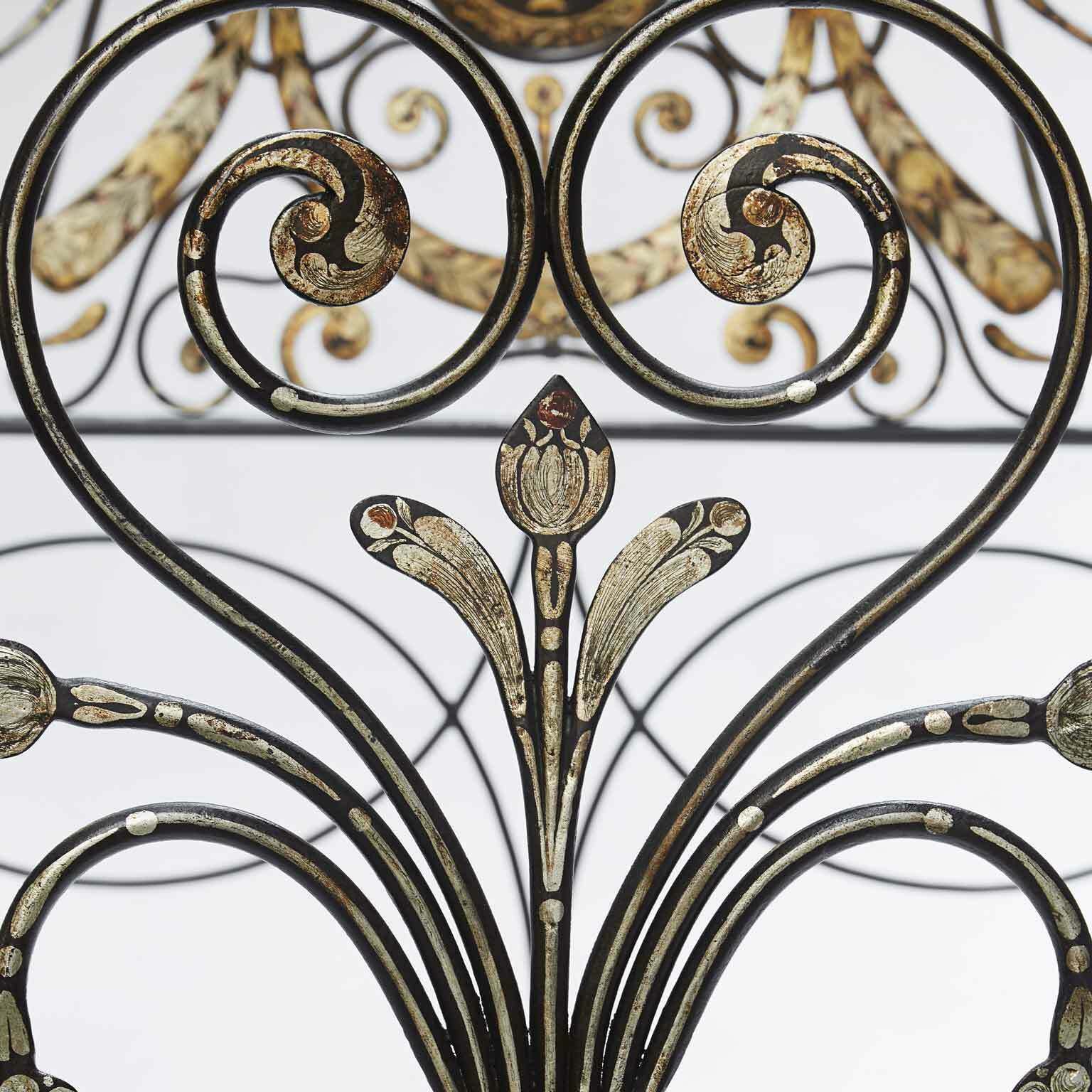 Genoese 1800 Wrought Iron Bed With Floral Painting photo furniture