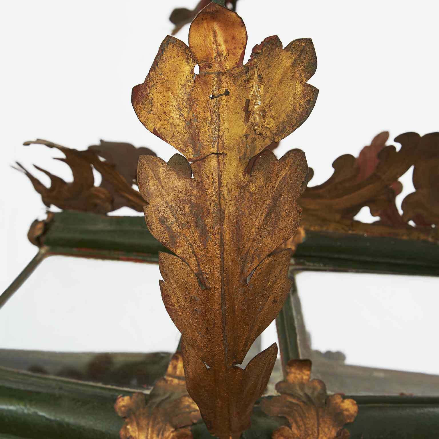 Large Green Iron Lantern, Italian Artefact From 1700 photo vinterior