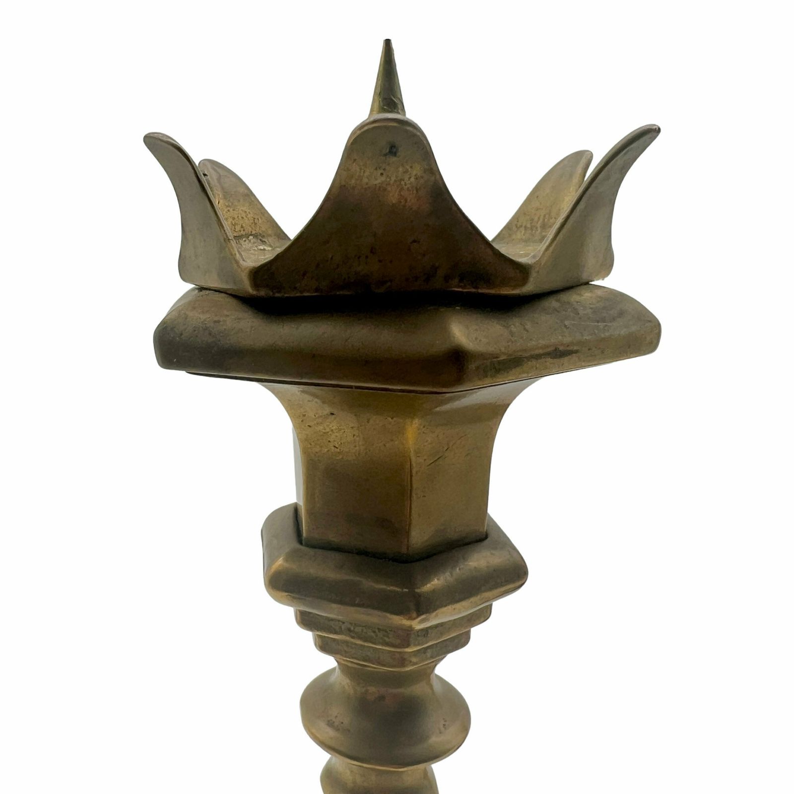 Antique Heavy Pair Of French Brass Picket Candlesticks French Country House Decor photo furniture