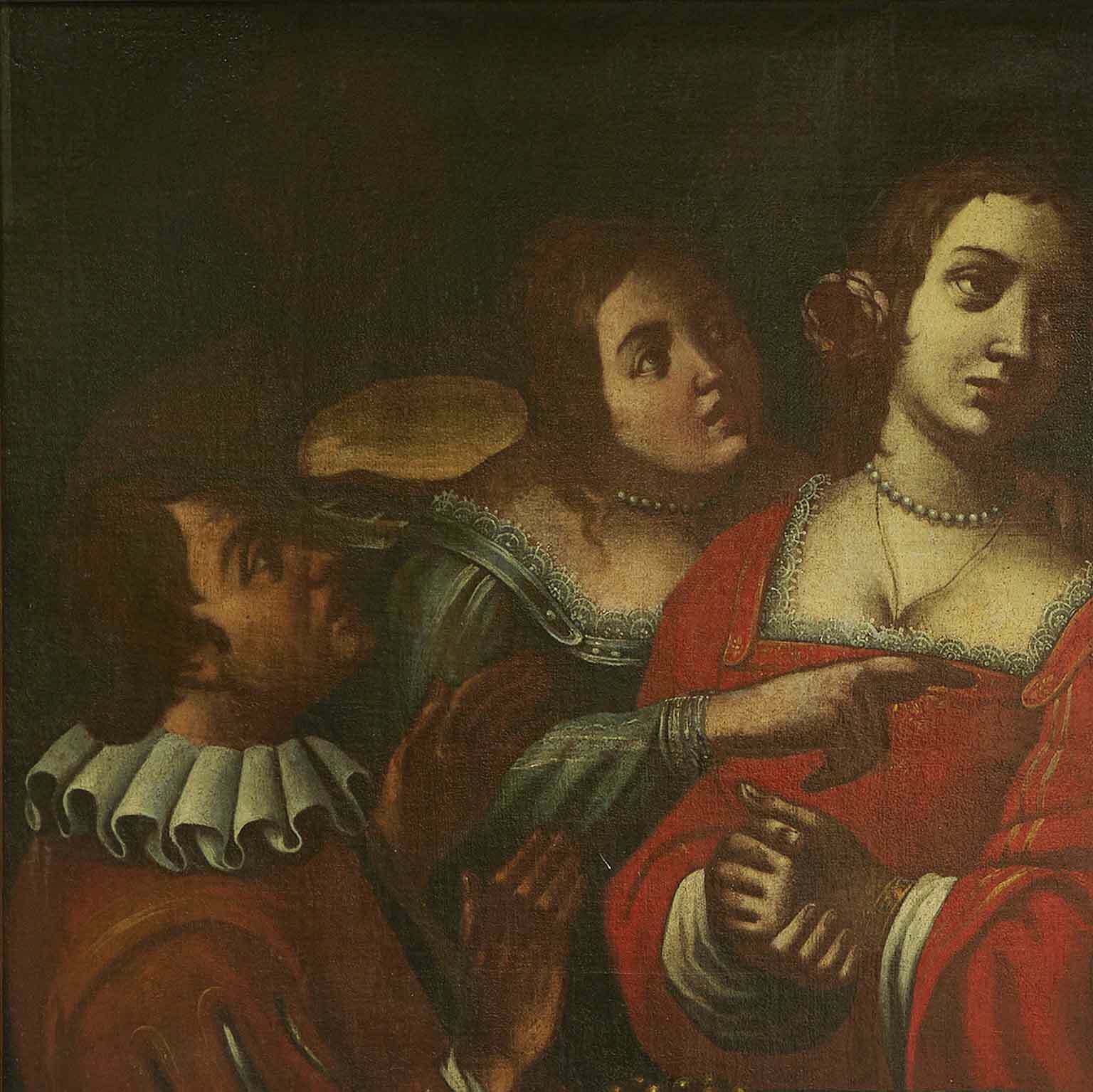 Ancient Painting From 1600 Banquet With Memento Mori Figures By Giovanni Martinelli photo furniture