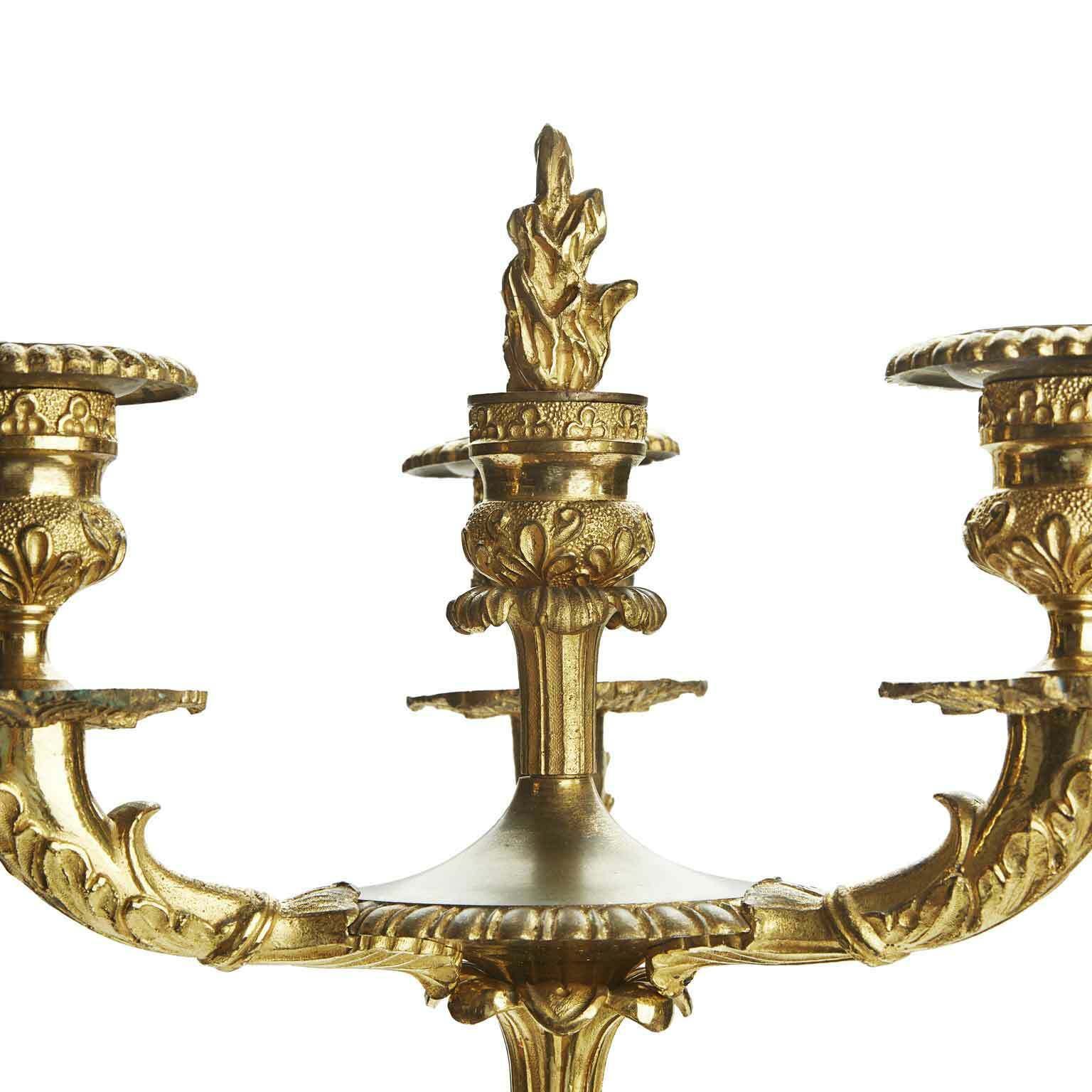 Pair Of Empire Three Flame Candelabra In Gilded Bronze 1800 photo furniture