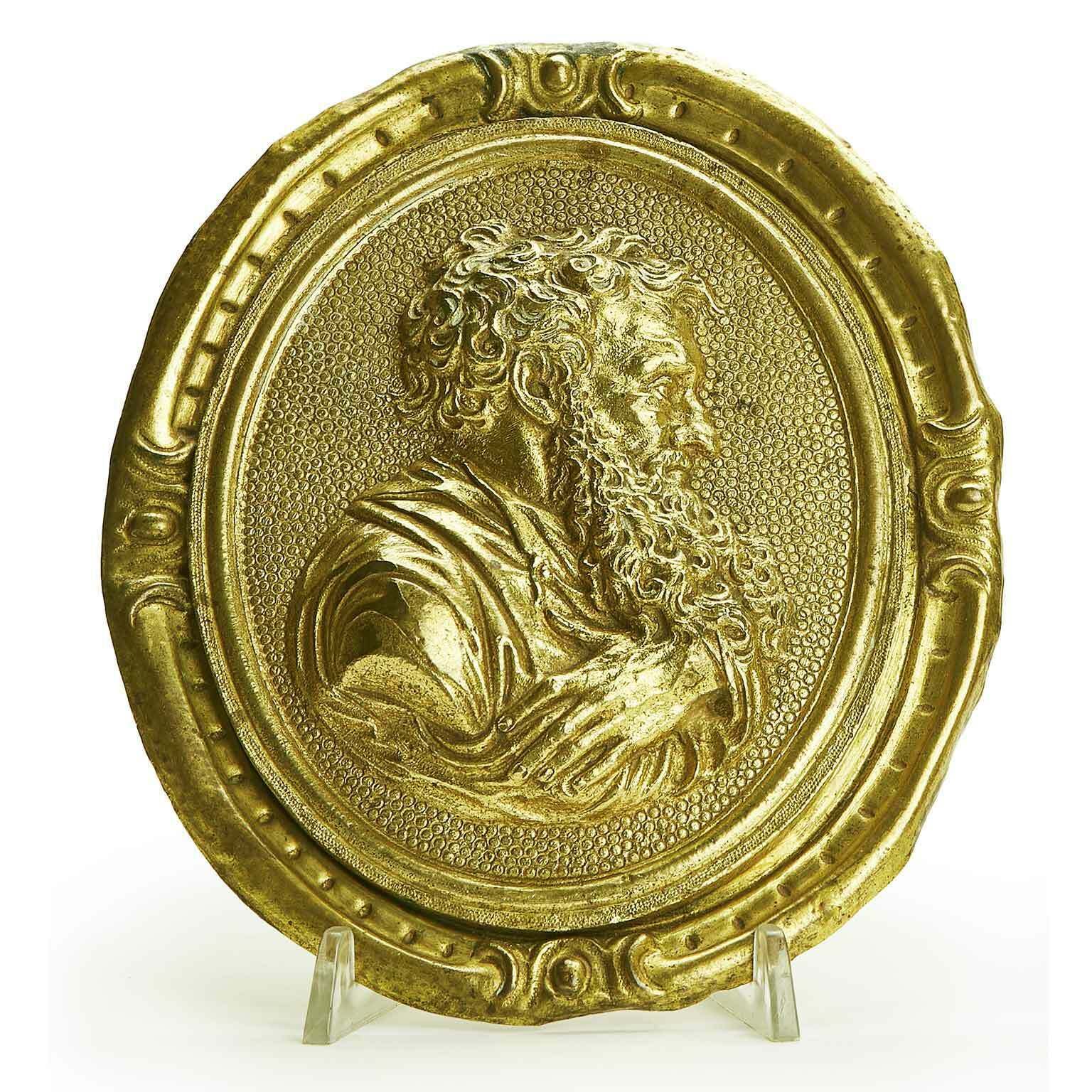 Pair Of Gilded Bronze Plaques With Profiles Of Saints photo furniture