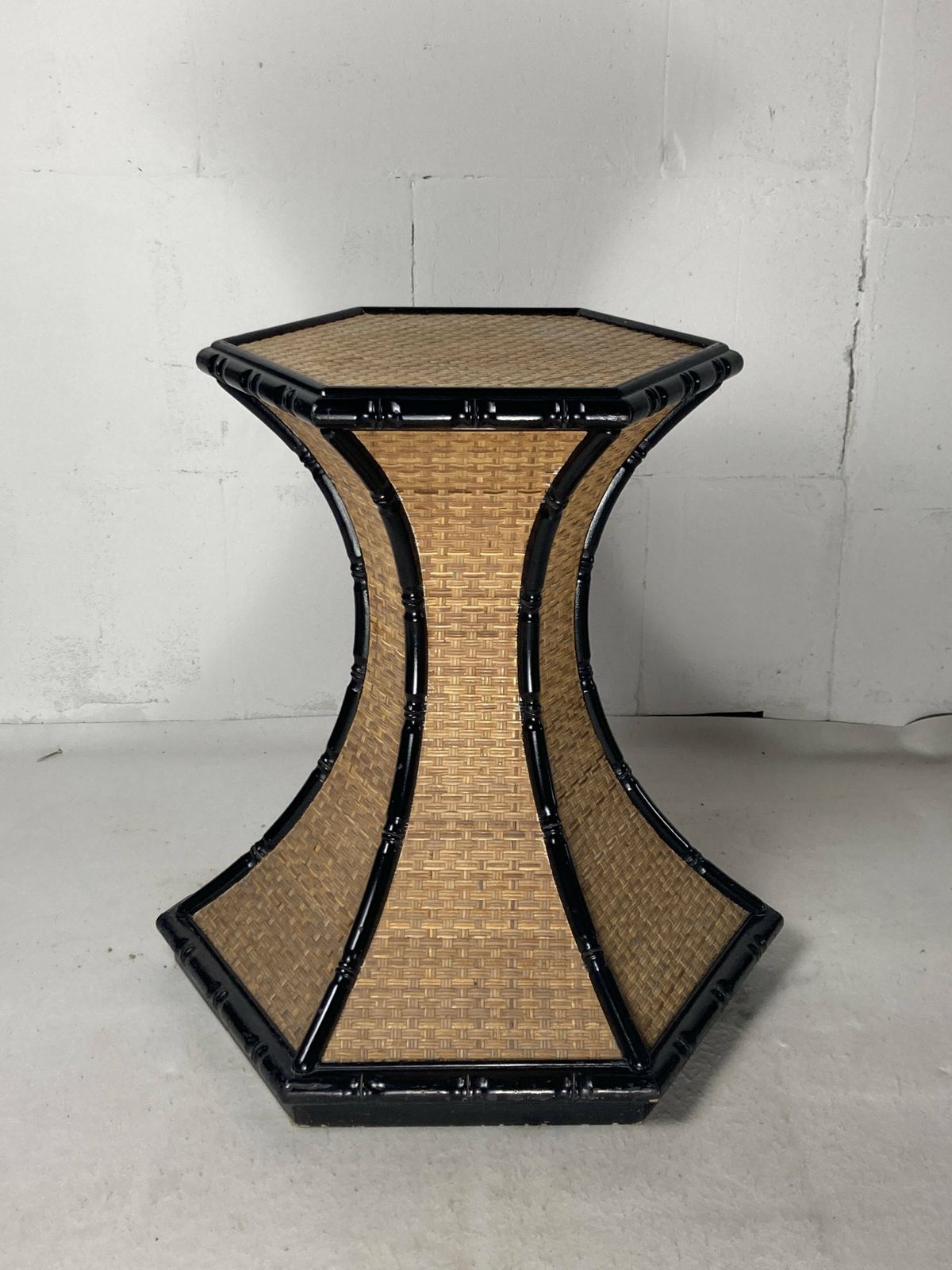Coastal Palm Regency Rattan Bamboo Side Table Or Dining Table Base France 1970s photo Furniture