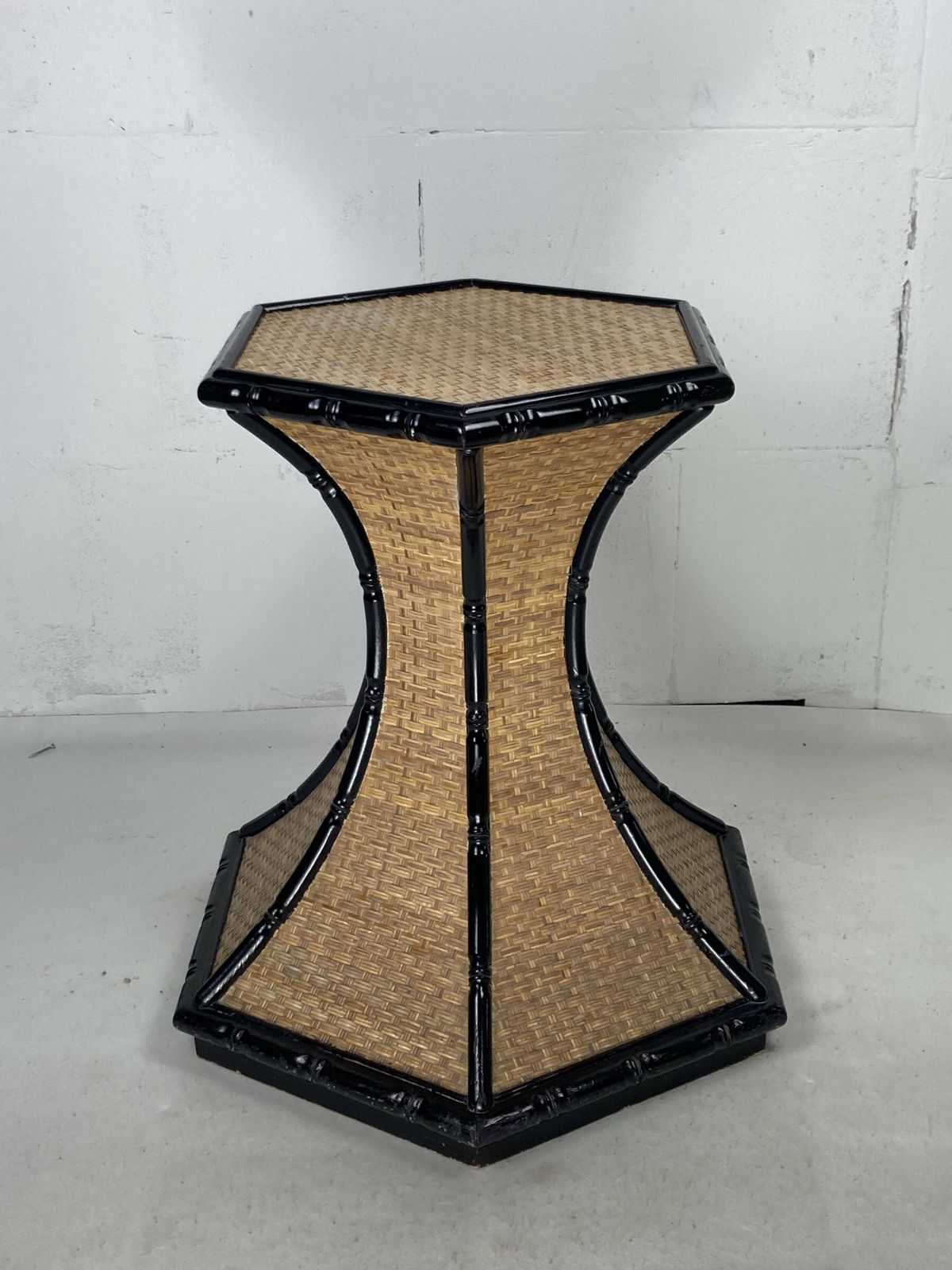 Furniture Coastal Palm Regency Rattan Bamboo Side Table Or Dining Table Base France 1970s photo