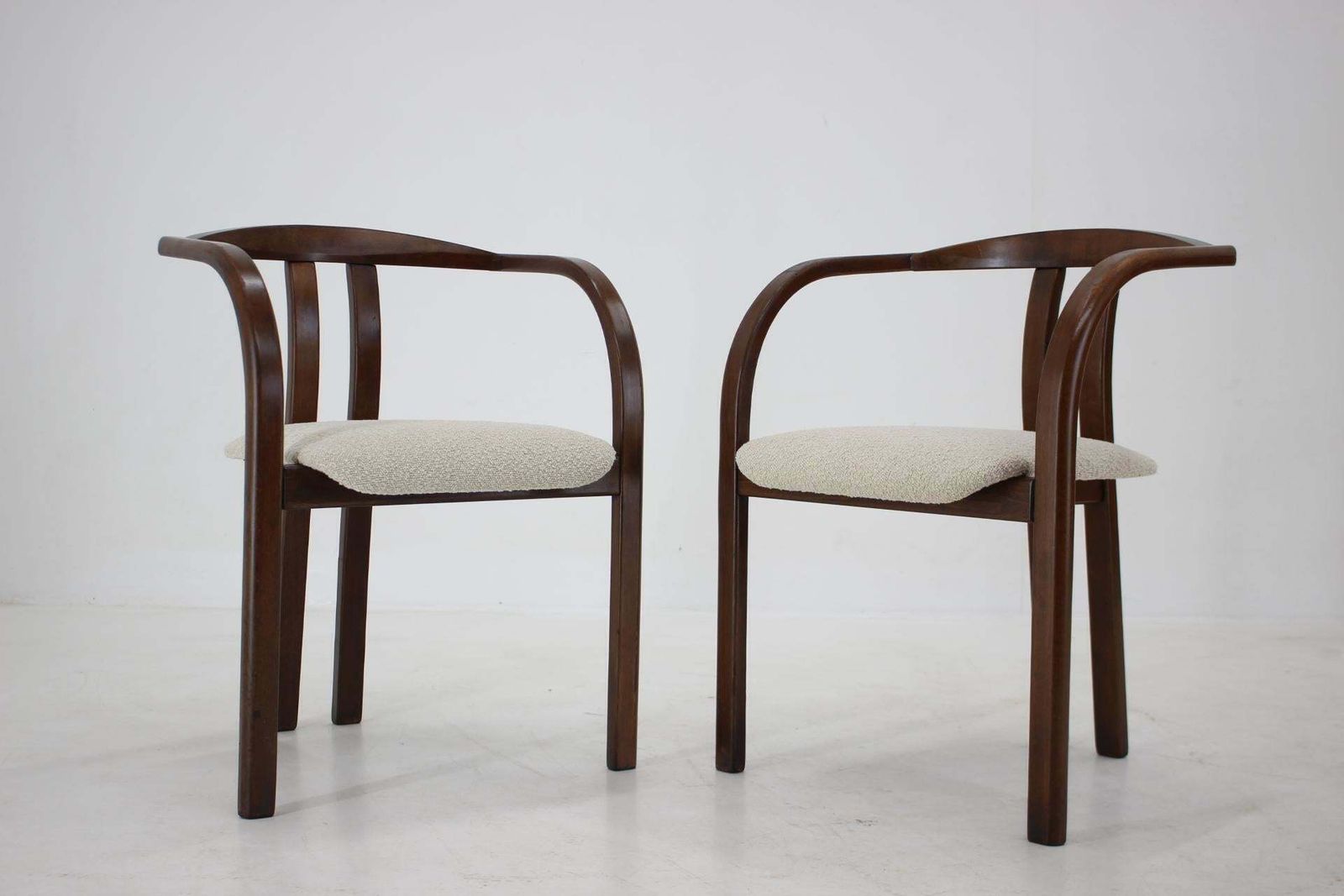 1980s Rare Dining/Side Chair By Ton In White Cream Bouclé Fabric photo for sale