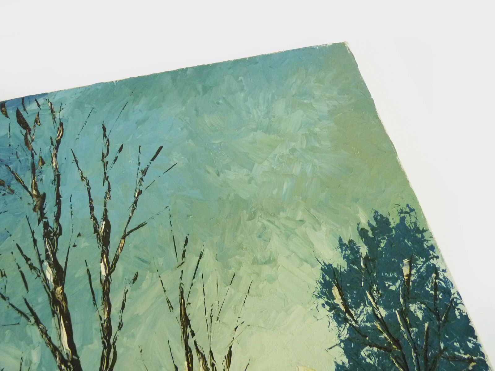 Huile sur toile, village de Jan Van Dooren, paysage d'hiver, signée photo furniture