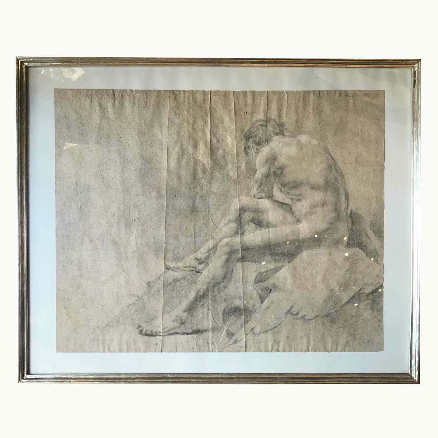 Academic Drawing Of Male Nude, 1800s photo furniture