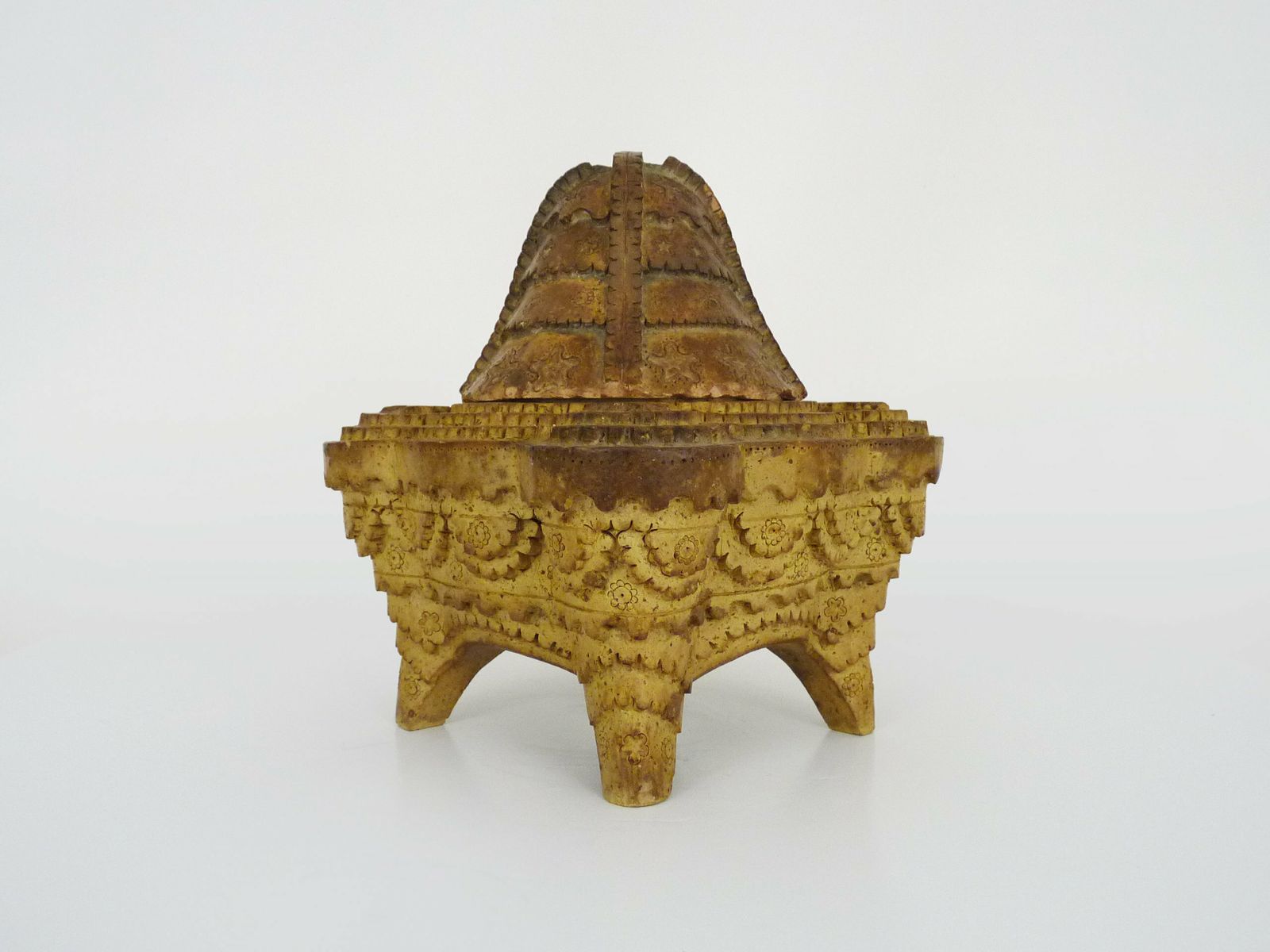 Pot d'offrande de temple en stéatite sculptée, pot à onguent, Thaïlande, Birmanie photo furniture