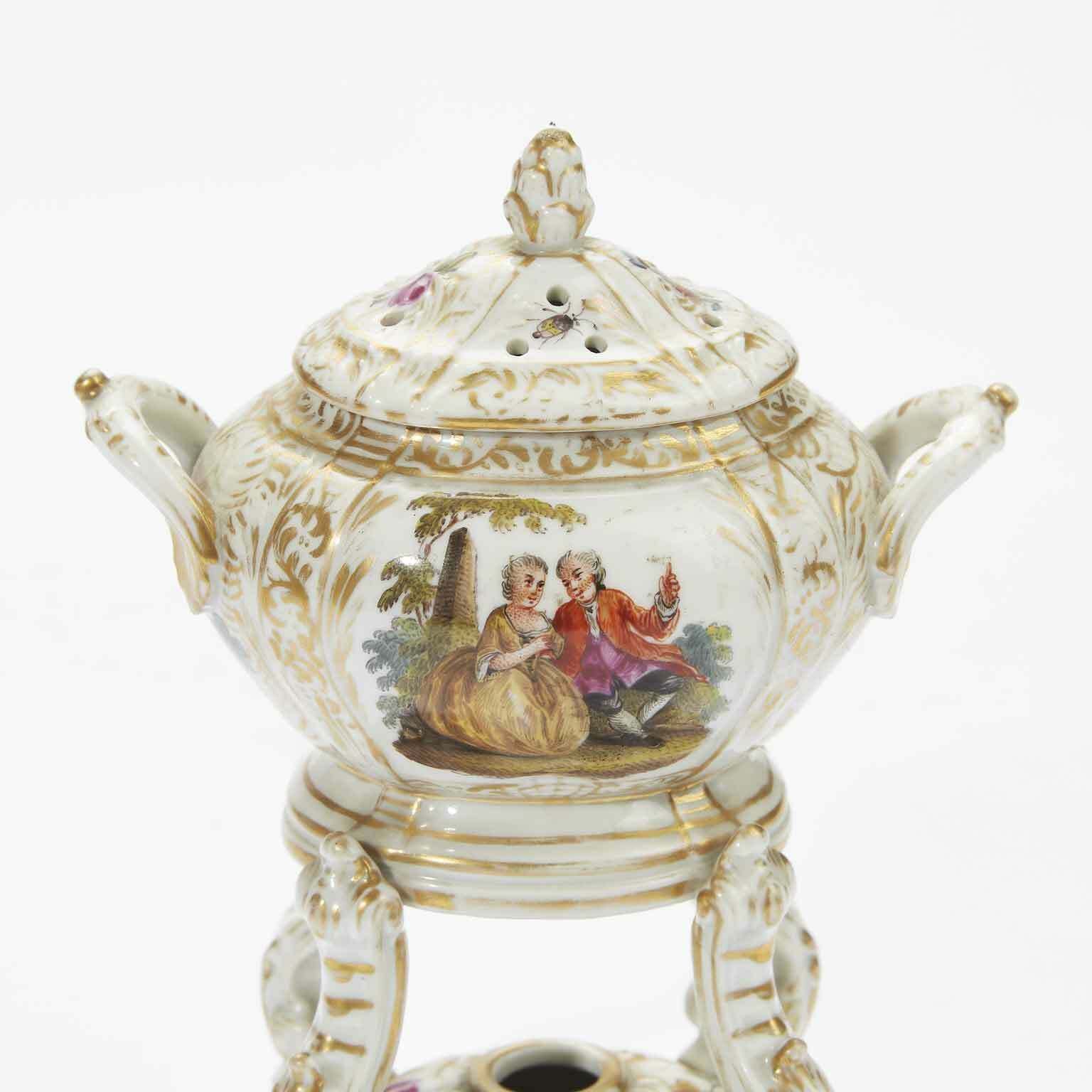 photo furniture Pair Of Antique German Porcelain Incense Burners From The 1800s
