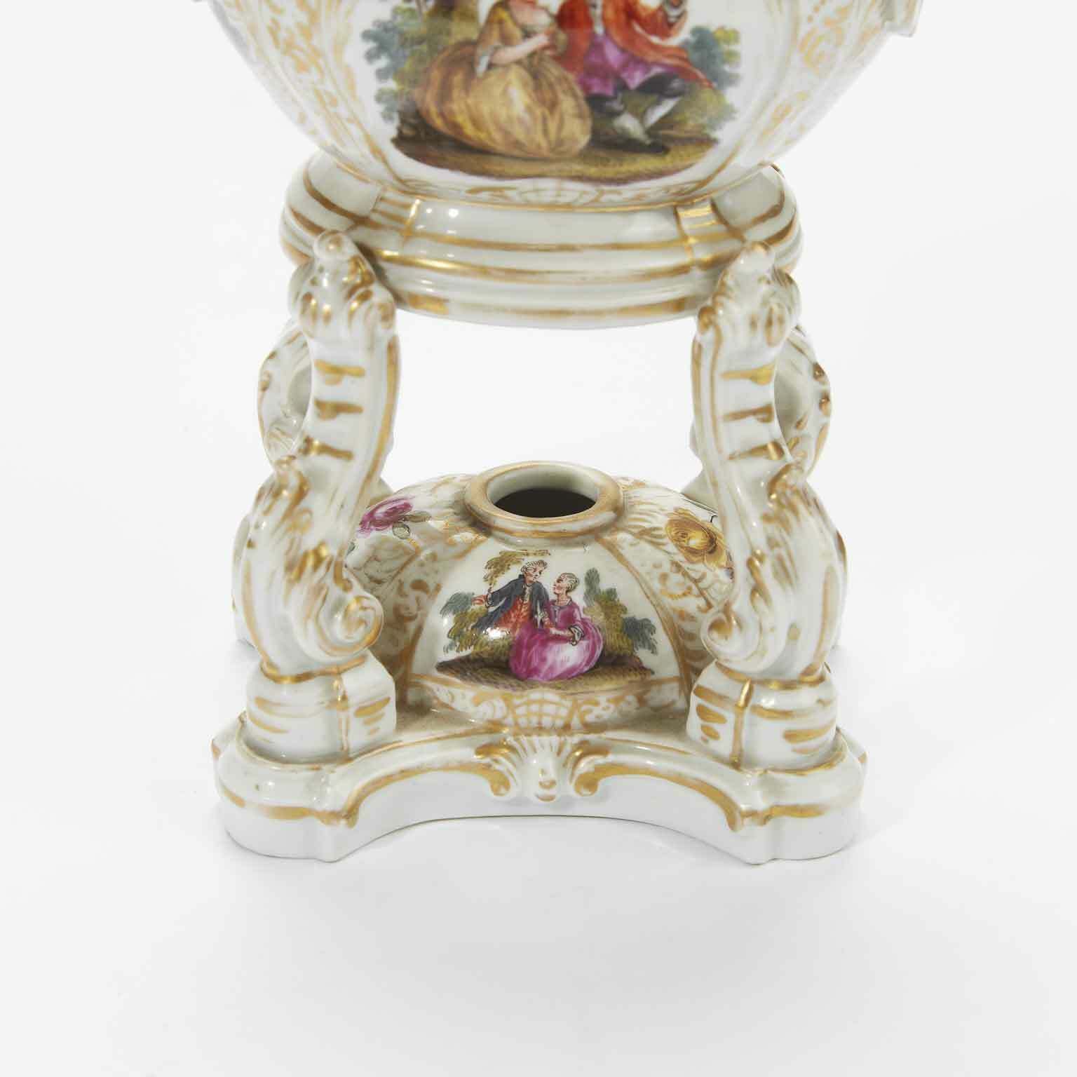 photo for sale Pair Of Antique German Porcelain Incense Burners From The 1800s