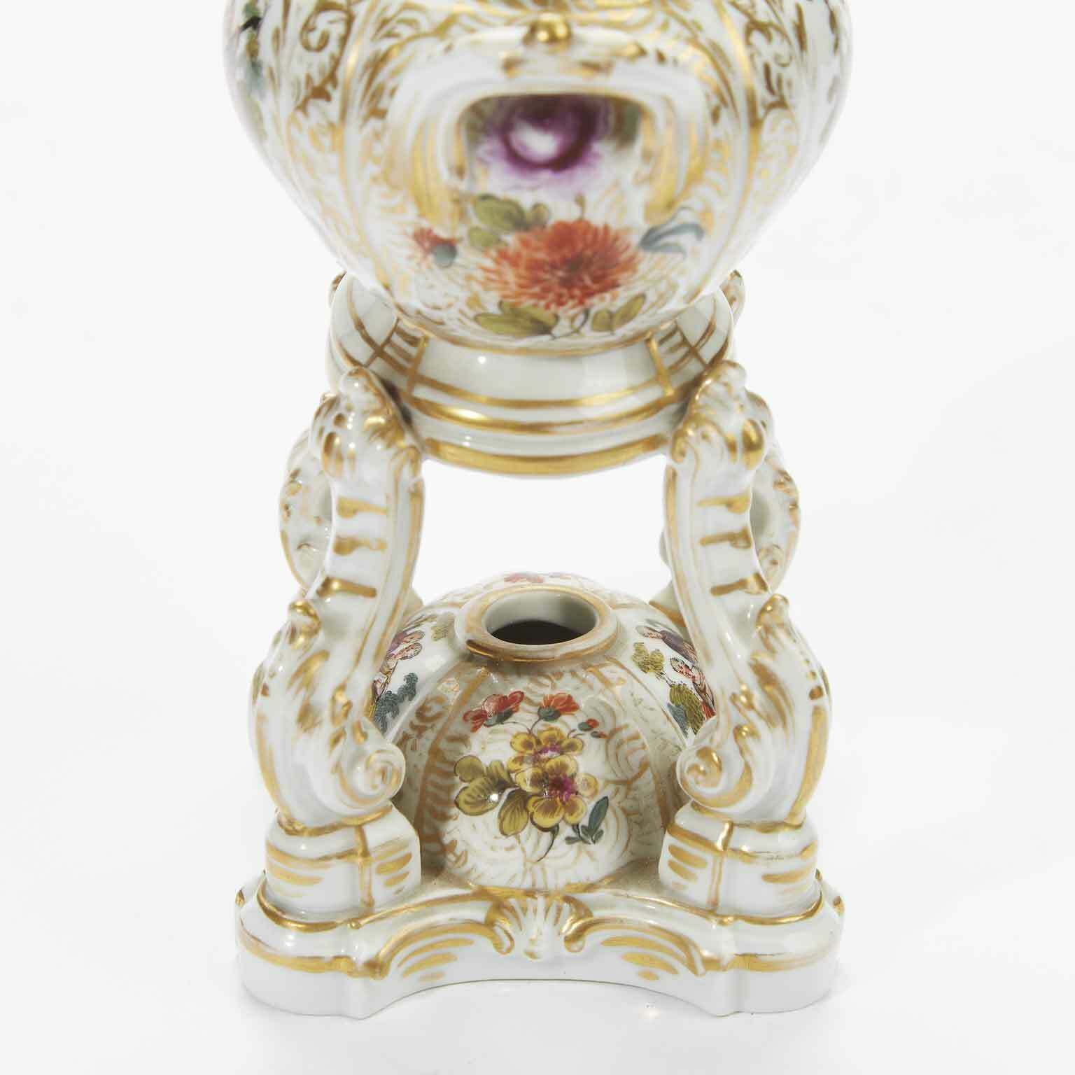 photo buy Pair Of Antique German Porcelain Incense Burners From The 1800s