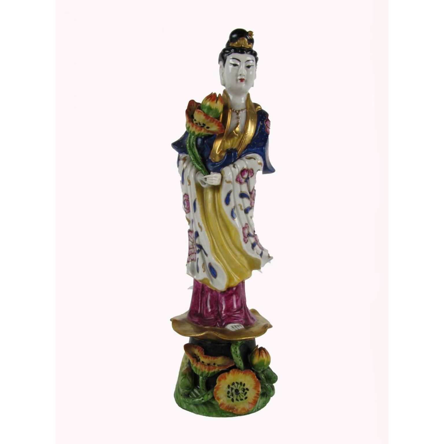 Figure Of An Oriental Woman In Polychrome Porcelain