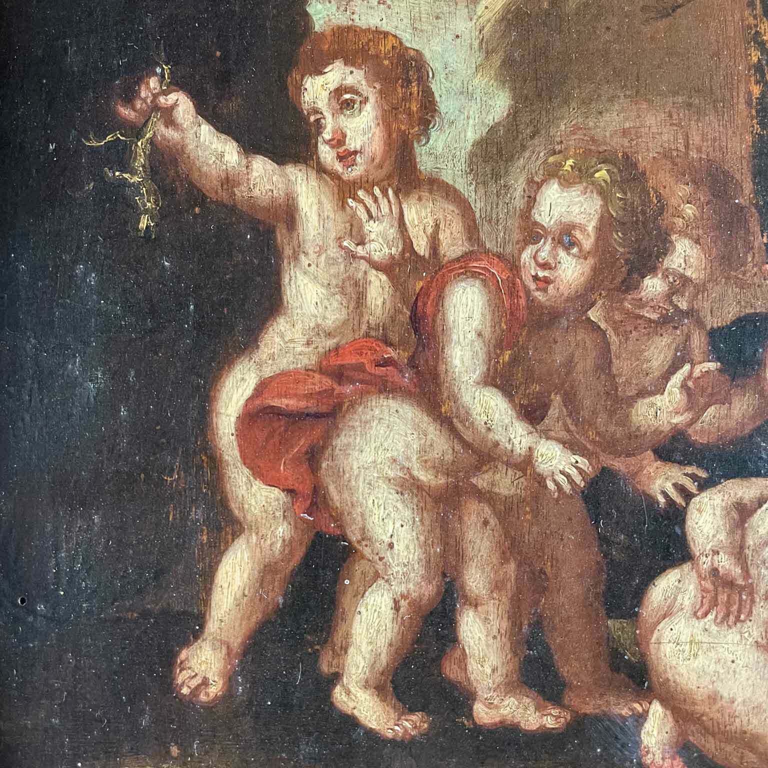 Pair Of Landscapes With Putti, 1800s photo Art