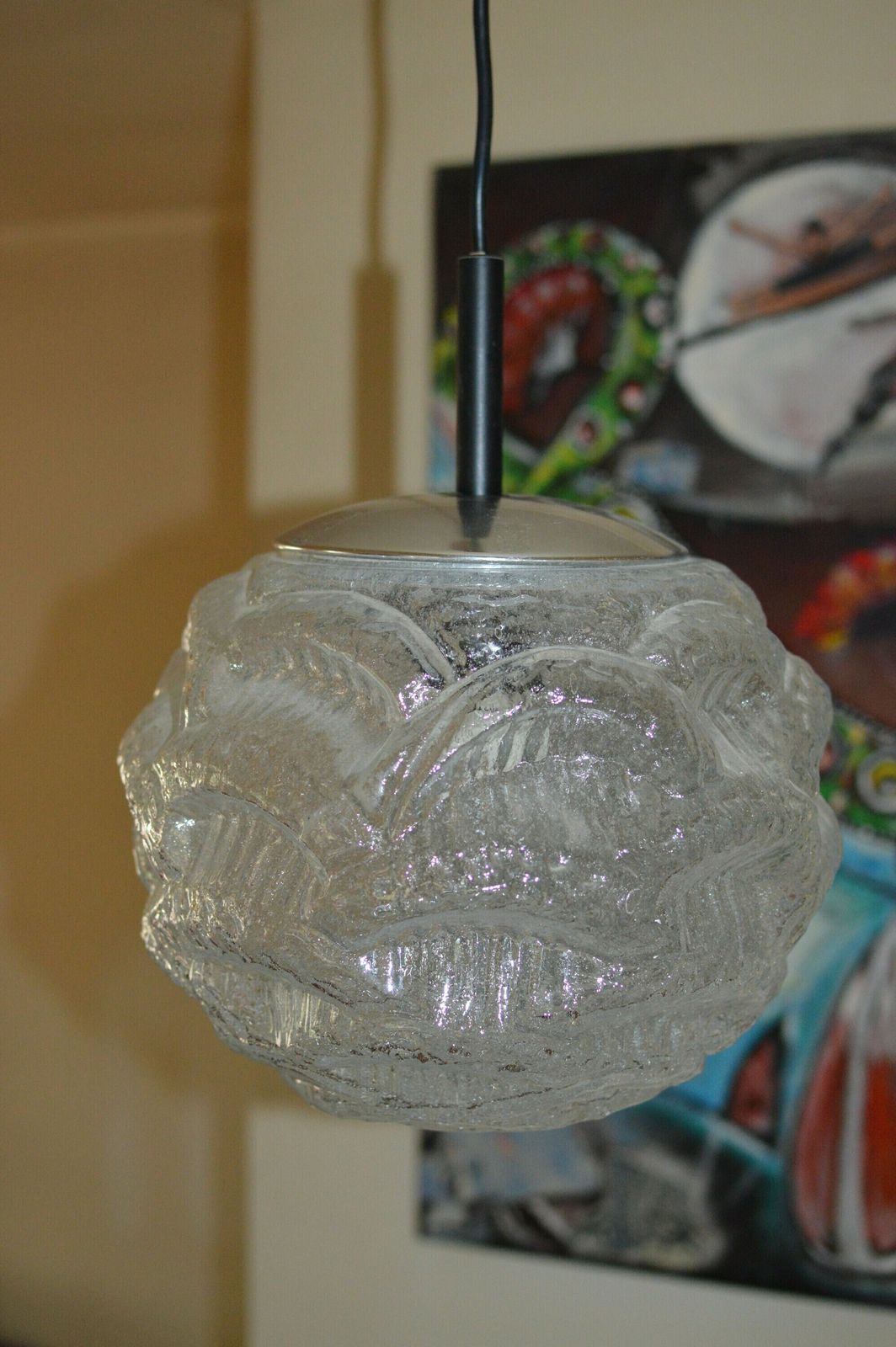 Doria Murano Glass Pendant   Germany Space Age   1970svintage Lamp Space Age Mid Century