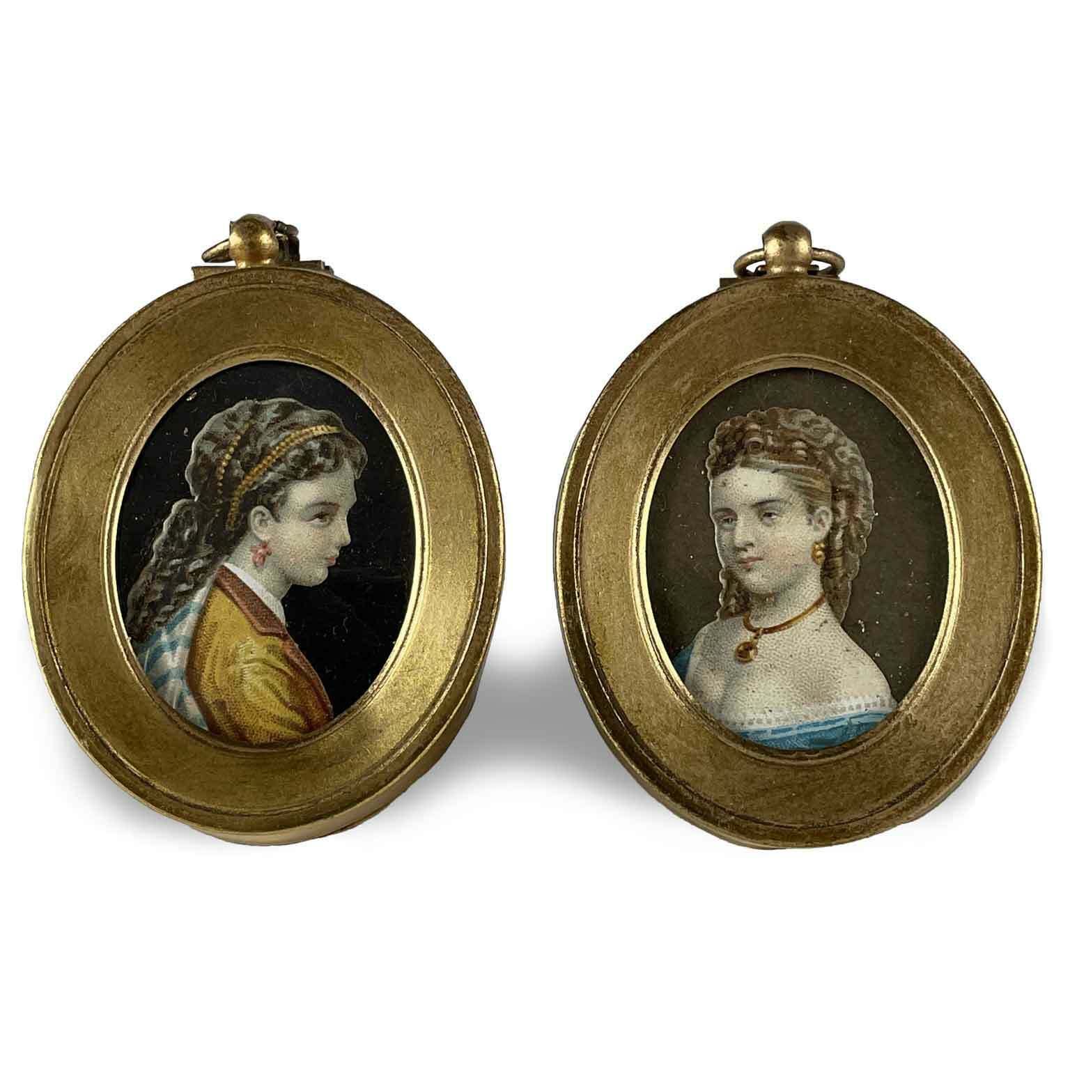 Pair Of Pointillé Miniature Portraits From 1800