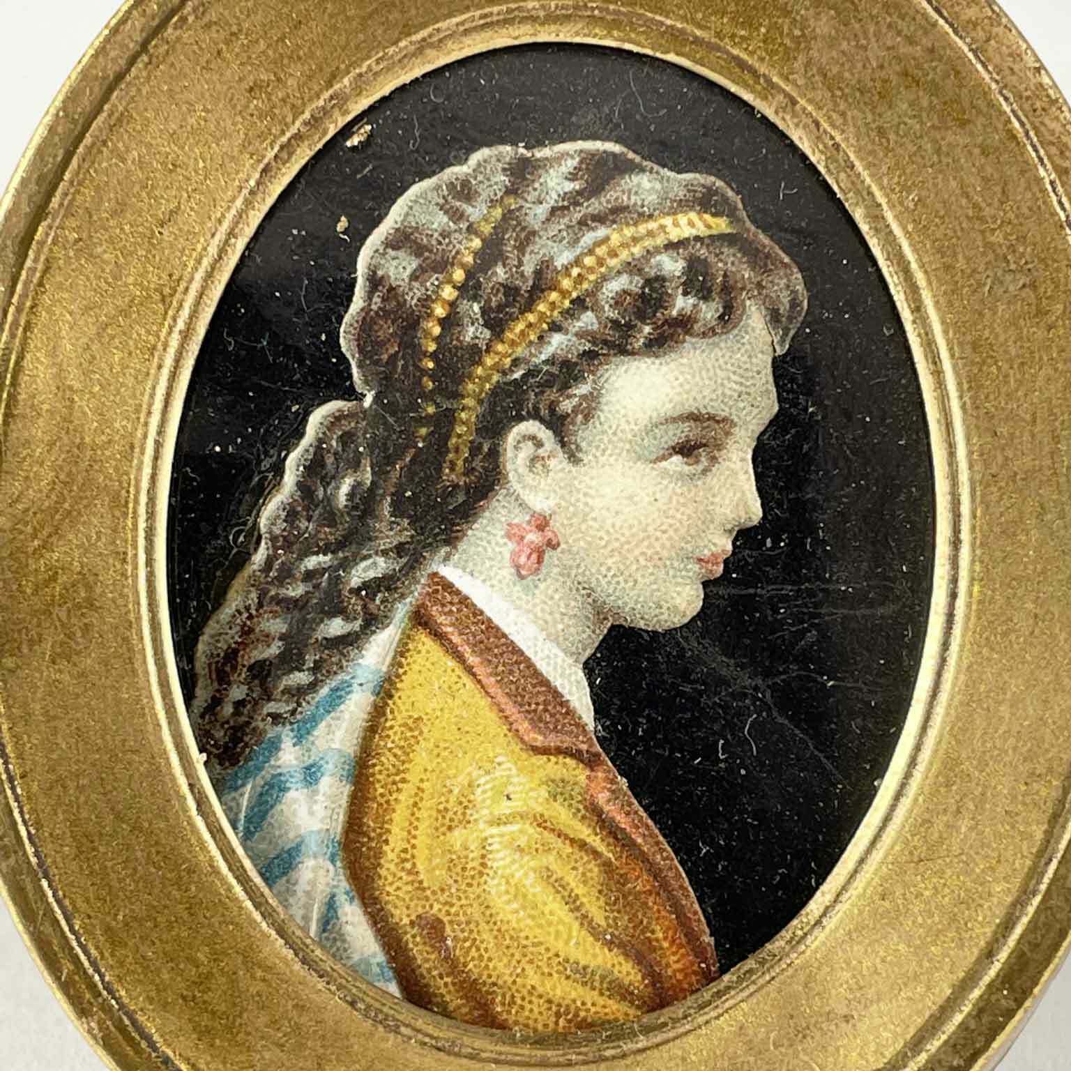 Pair Of Pointillé Miniature Portraits From 1800 photo for sale
