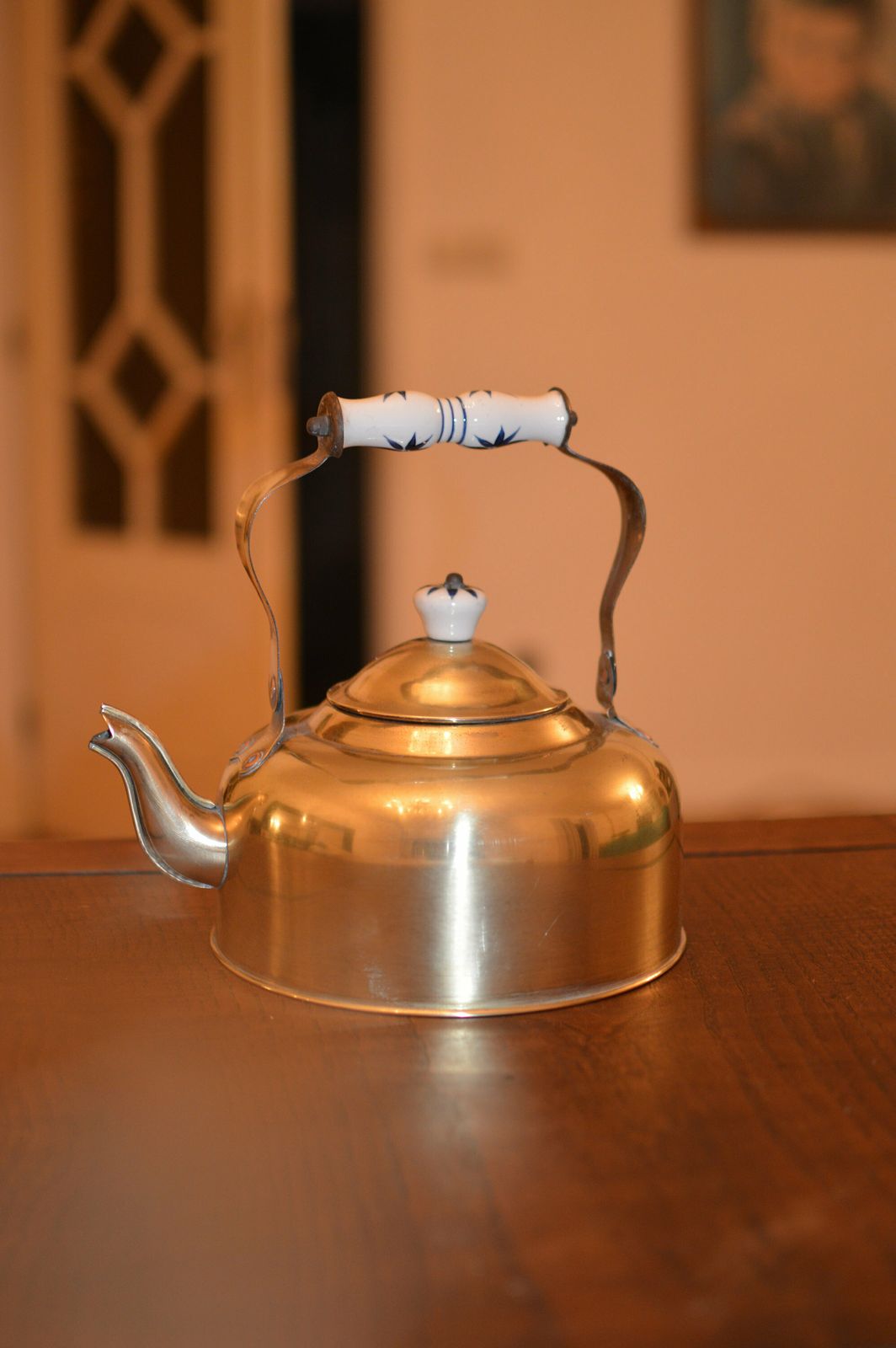 Antique Hammered Copper Tea Kettle,. Nwve Used... photo vinterior