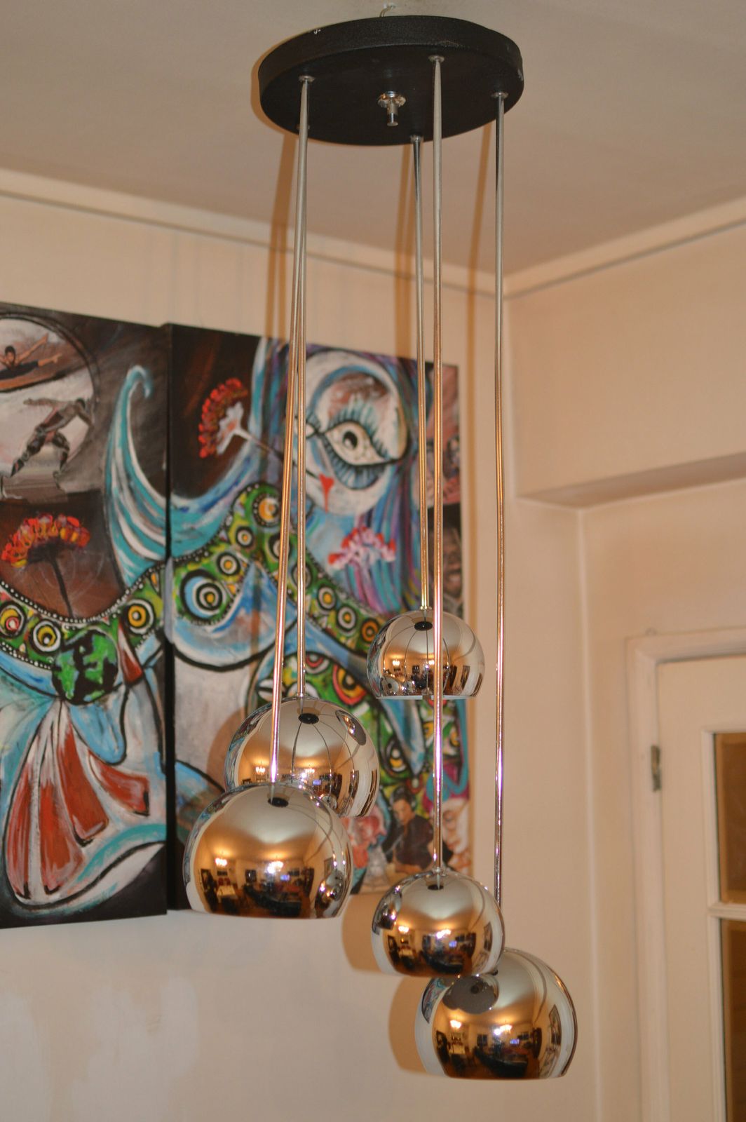Lamp Mid Century Space Age Cascade Sputnik Chandelier . 1970. Original Big photo for sale