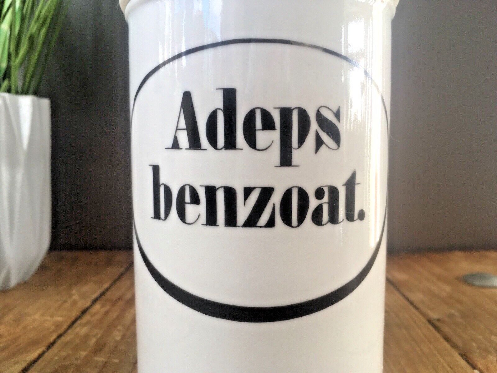 Rare Antique German Porcelain Adeps Benzoat Apothecary Pharmacy Chemist Jar Pot photo furniture