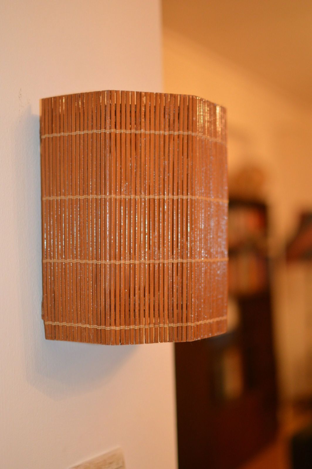 Pair Wooden Wood Wall Lamp 60s Wall Light Wood Straw Light Sconce Lamp Vintage photo Lighting