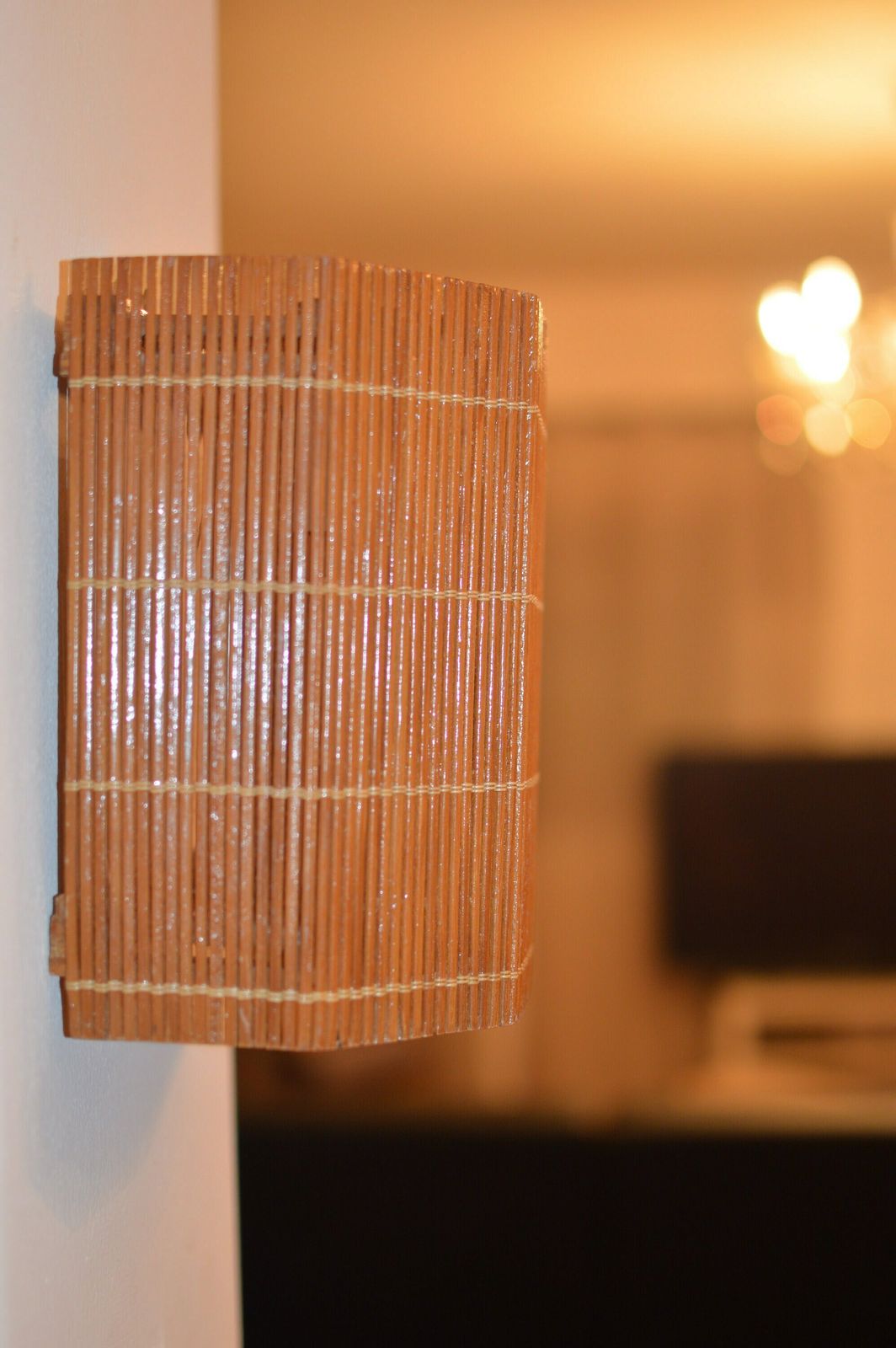 Pair Wooden Wood Wall Lamp 60s Wall Light Wood Straw Light Sconce Lamp Vintage photo buy