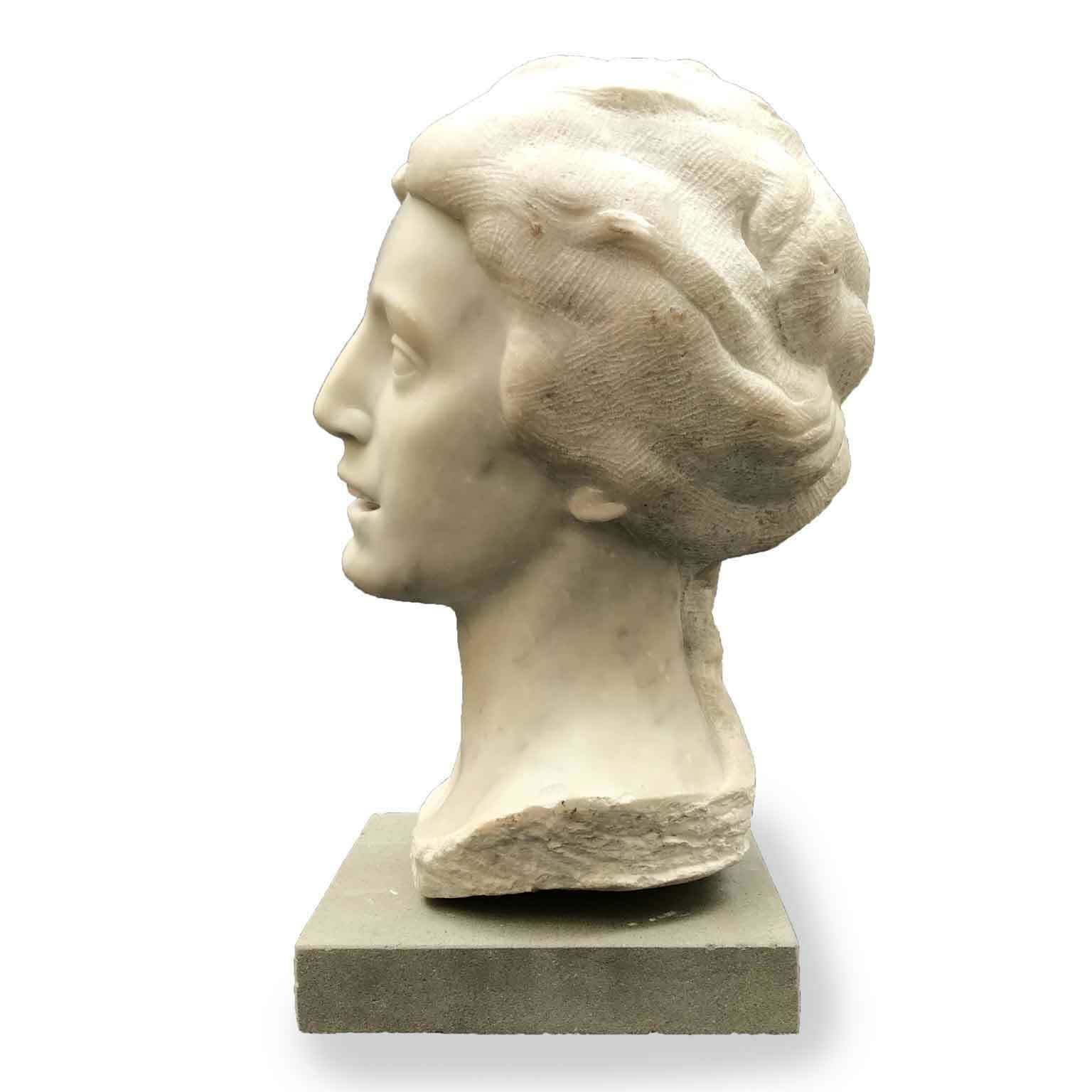 Aurelio Bossi Bust Of A Woman In White Marble