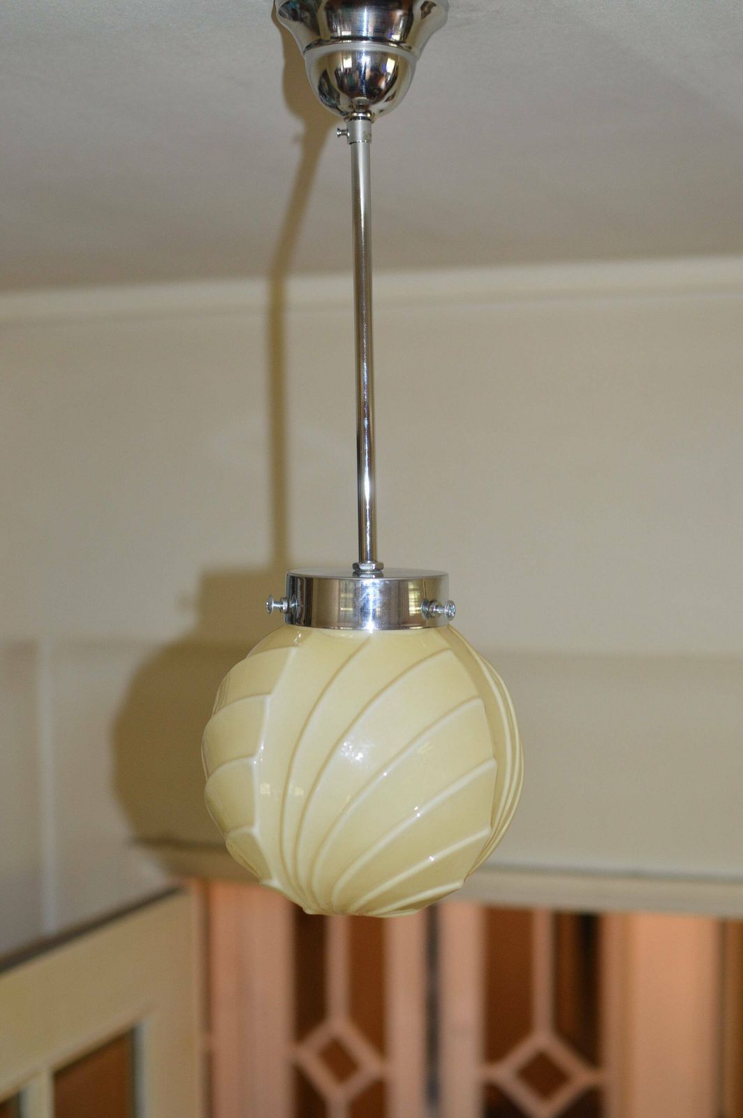 Art Deco Bauhaus Suspension Lamp 1920/30. Opaline Glass photo 173.0