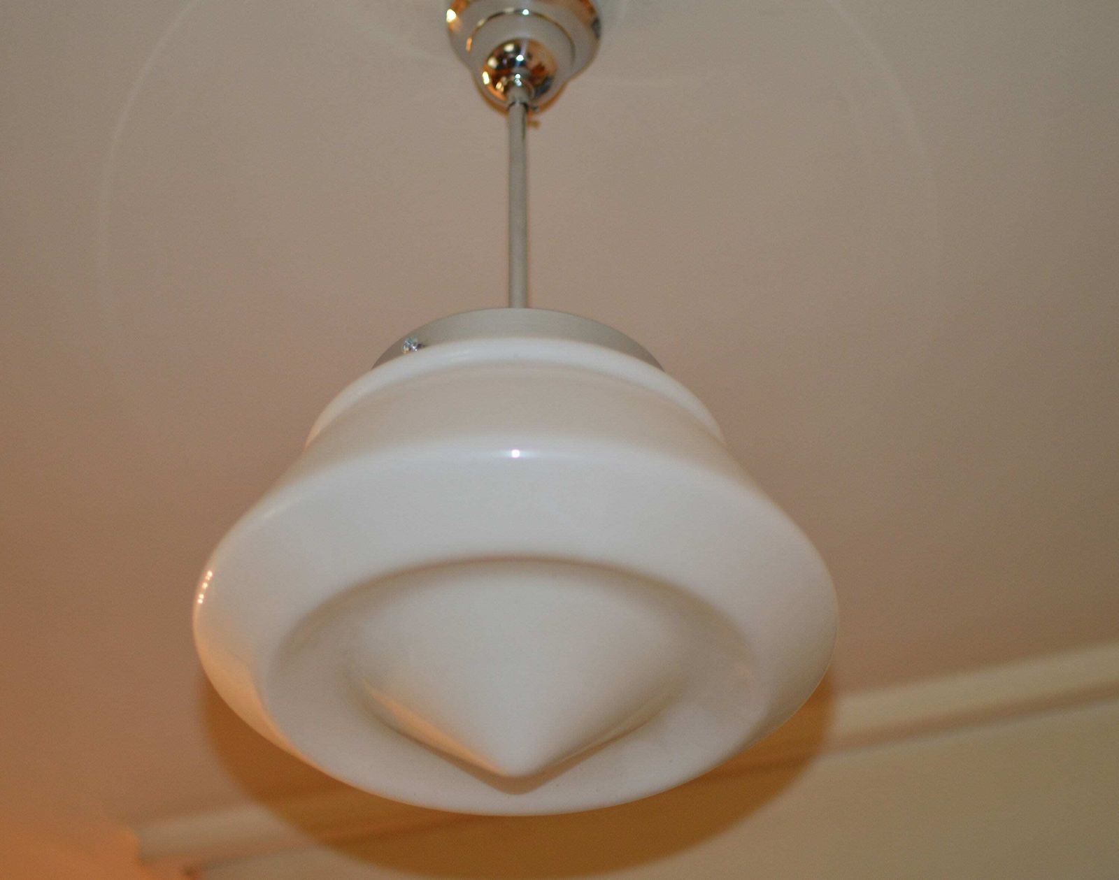 Art Deco Bauhaus Celiling Lamp. School Art Deco Lamp Opaline Glass photo Lighting