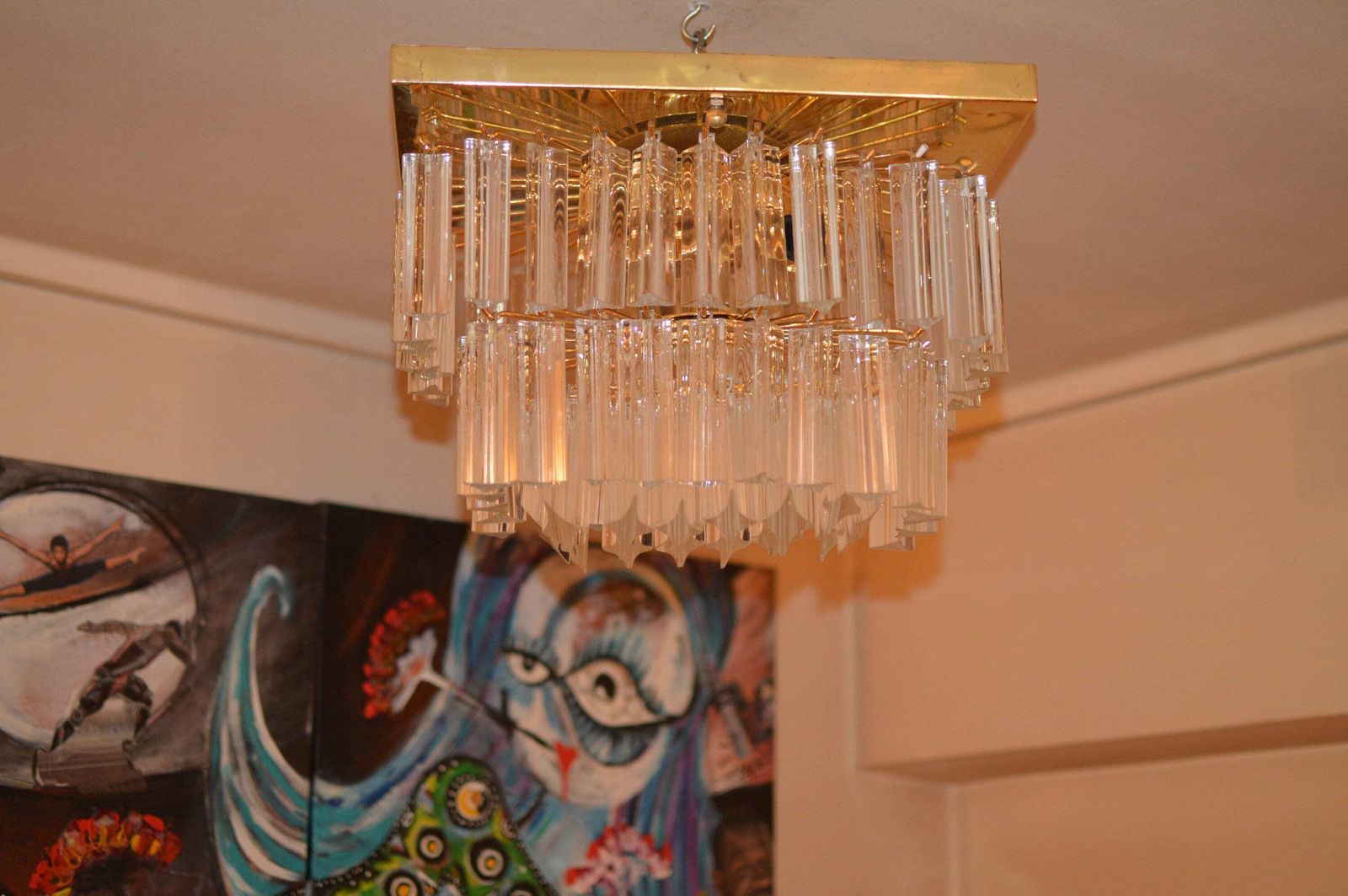 Murano Vintage Chandelier Mid Century Crystal. Venini Era 1960/70 48 Glass photo buy