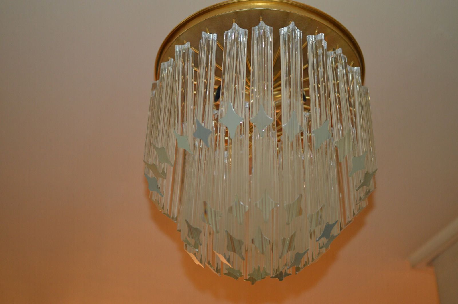 Murano Vintage Chandelier Mid Century Crystal. Venini Era 1960/70 48 Glass photo vintage