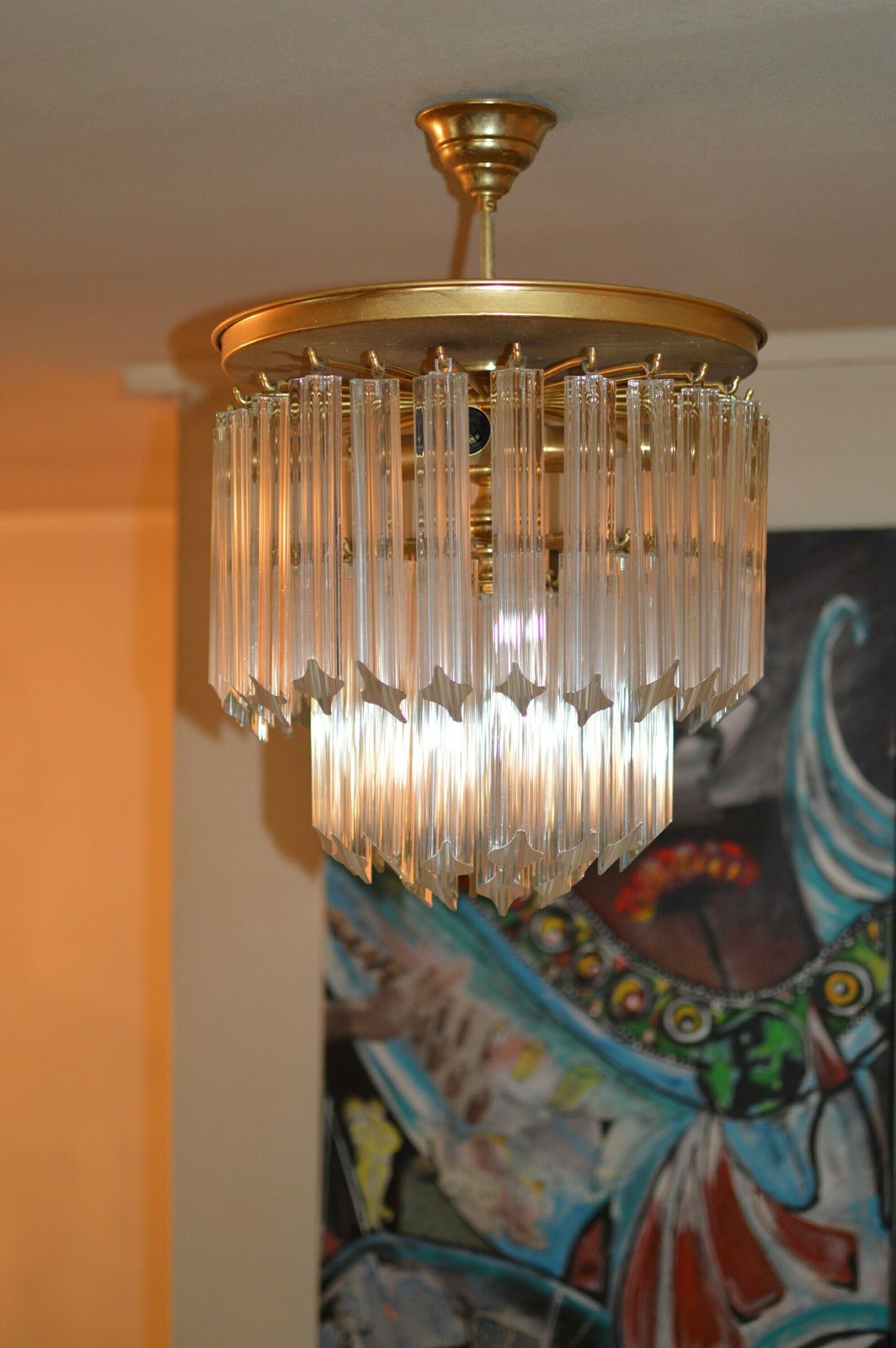 photo furniture Murano Vintage Chandelier Mid Century Crystal. Venini Era 1960/70 48 Glass