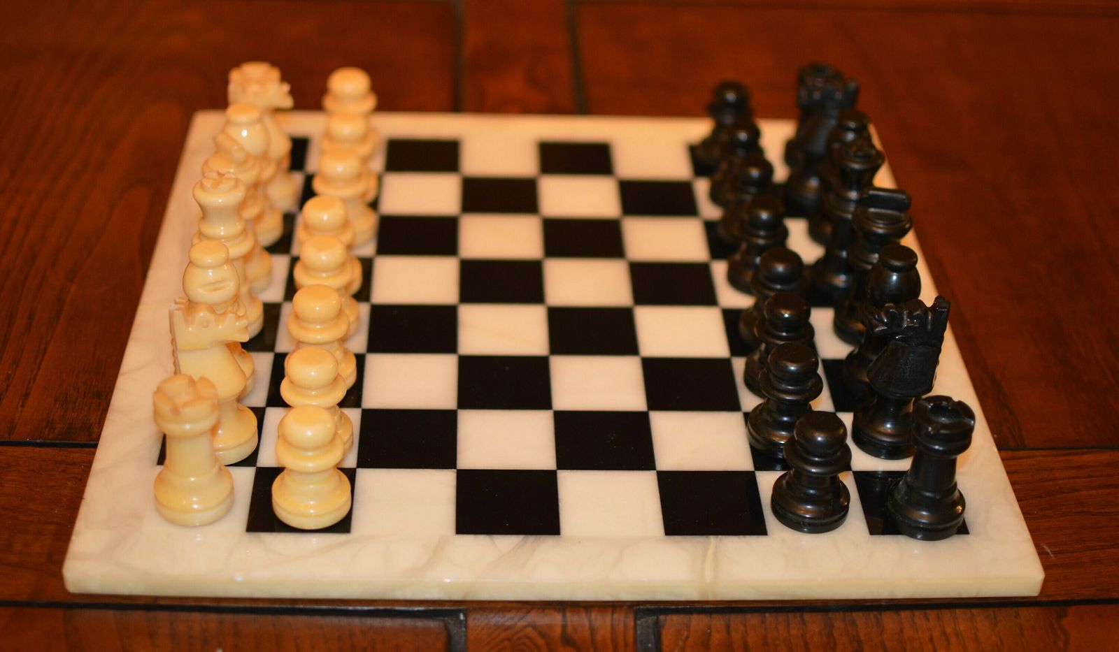 Vintage Alabaster Chess Set Hand Carved In Italy  Never Used photo for sale