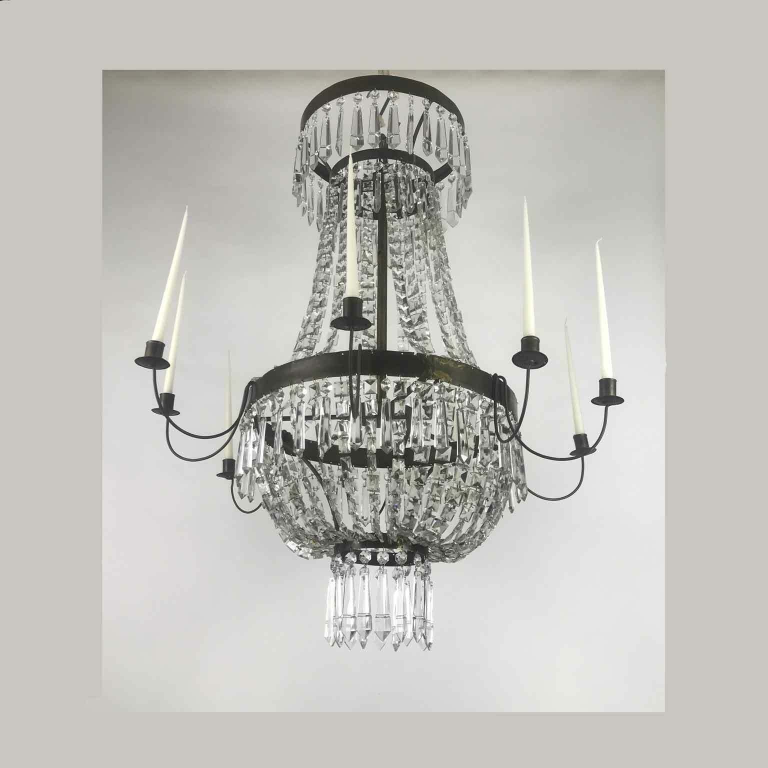 photo for sale Empire Style Brass And Crystal Hot Air Balloon Chandelier
