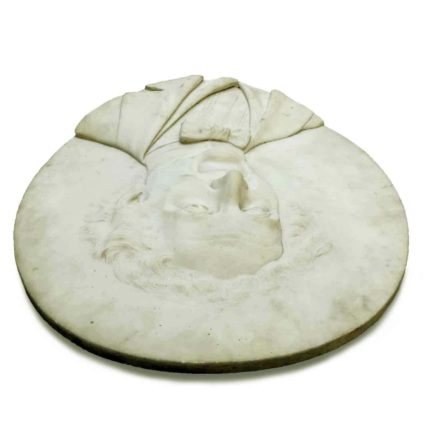 Oval Bas Relief In White Marble With Male Portrait photo 2484.0