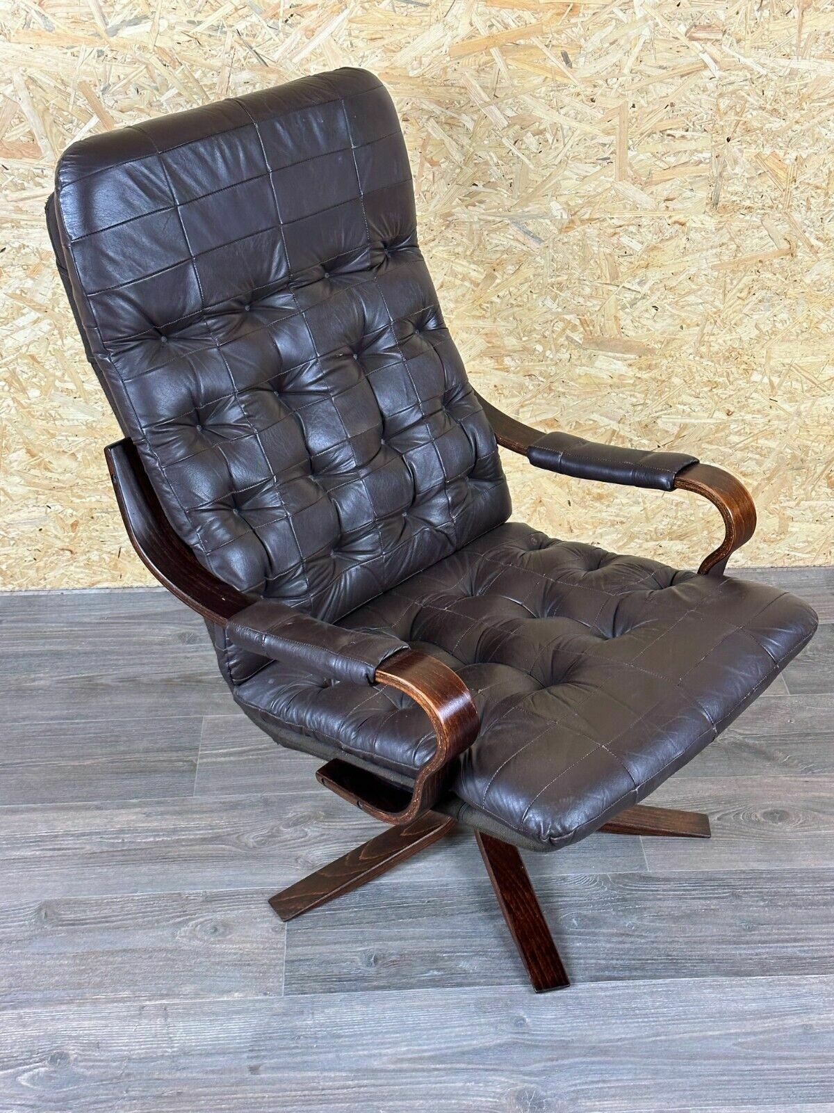 60er 70er Jahre Sessel Easy Chair Ledersessel Drehsessel Danish Modern Design photo for sale